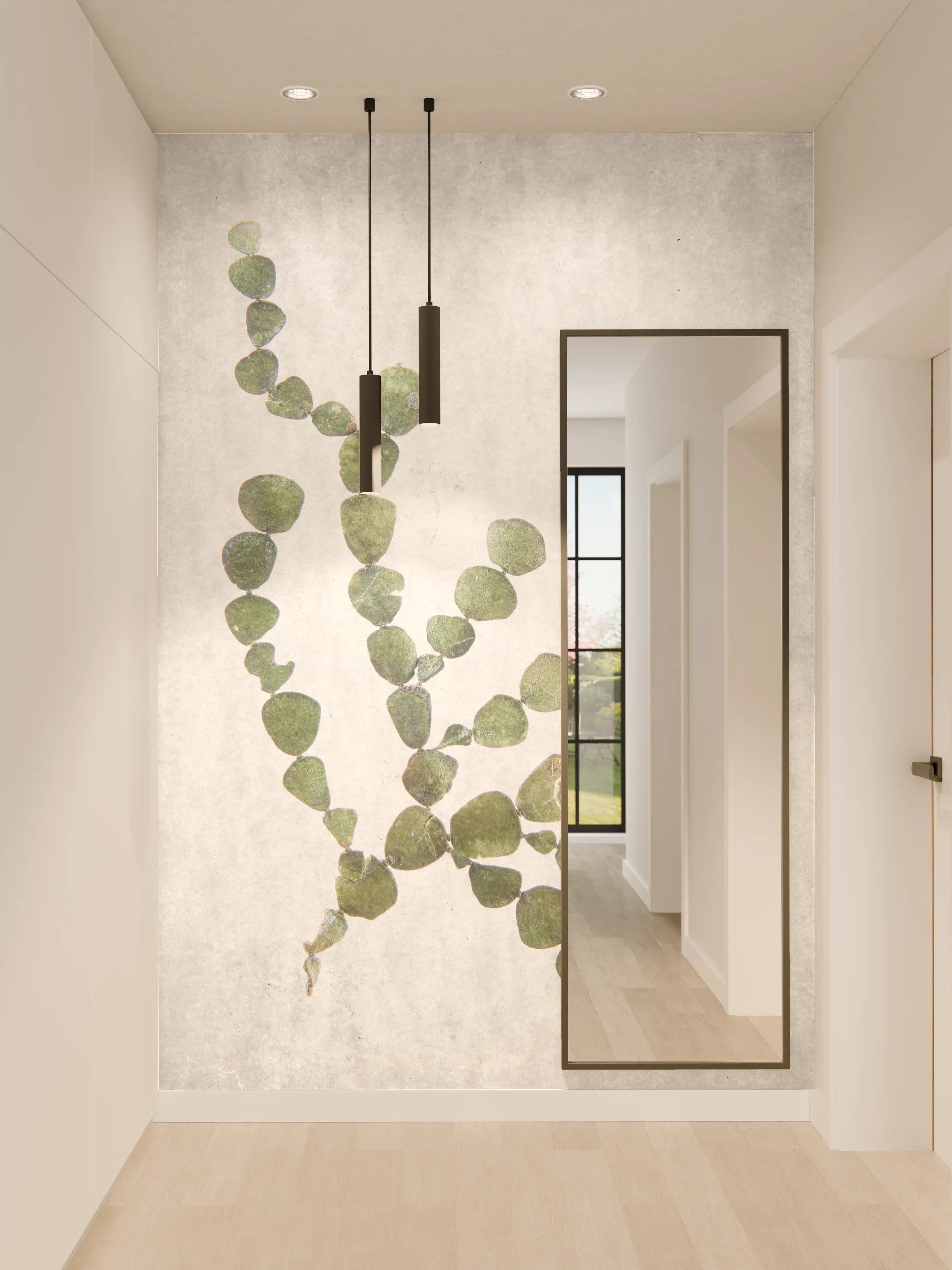 Wandverkleidung Flur - Grüner Eukalyptus in Minimalistischem Stil