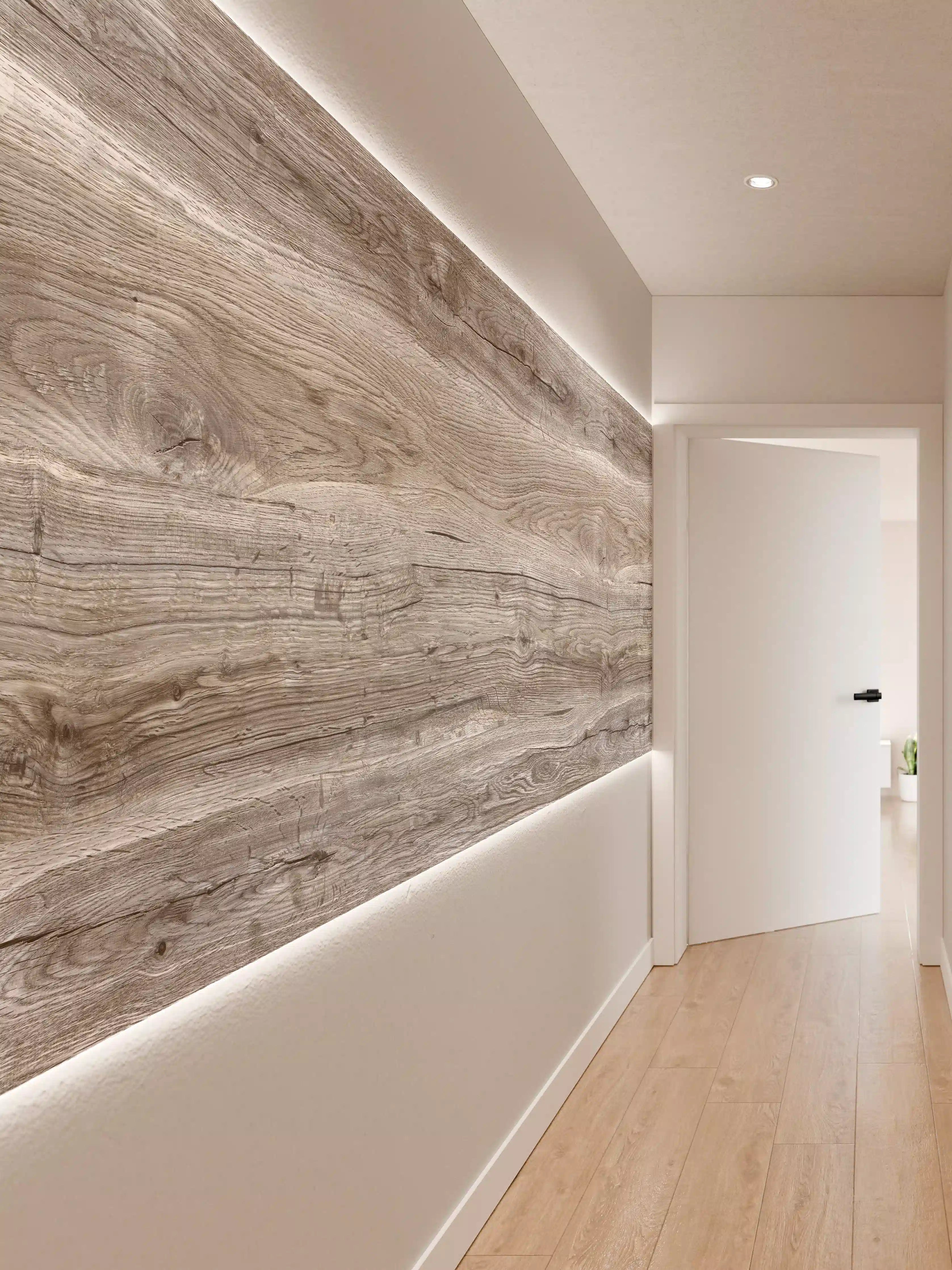 Wandverkleidung Flur - Hell-braune Holz Textur