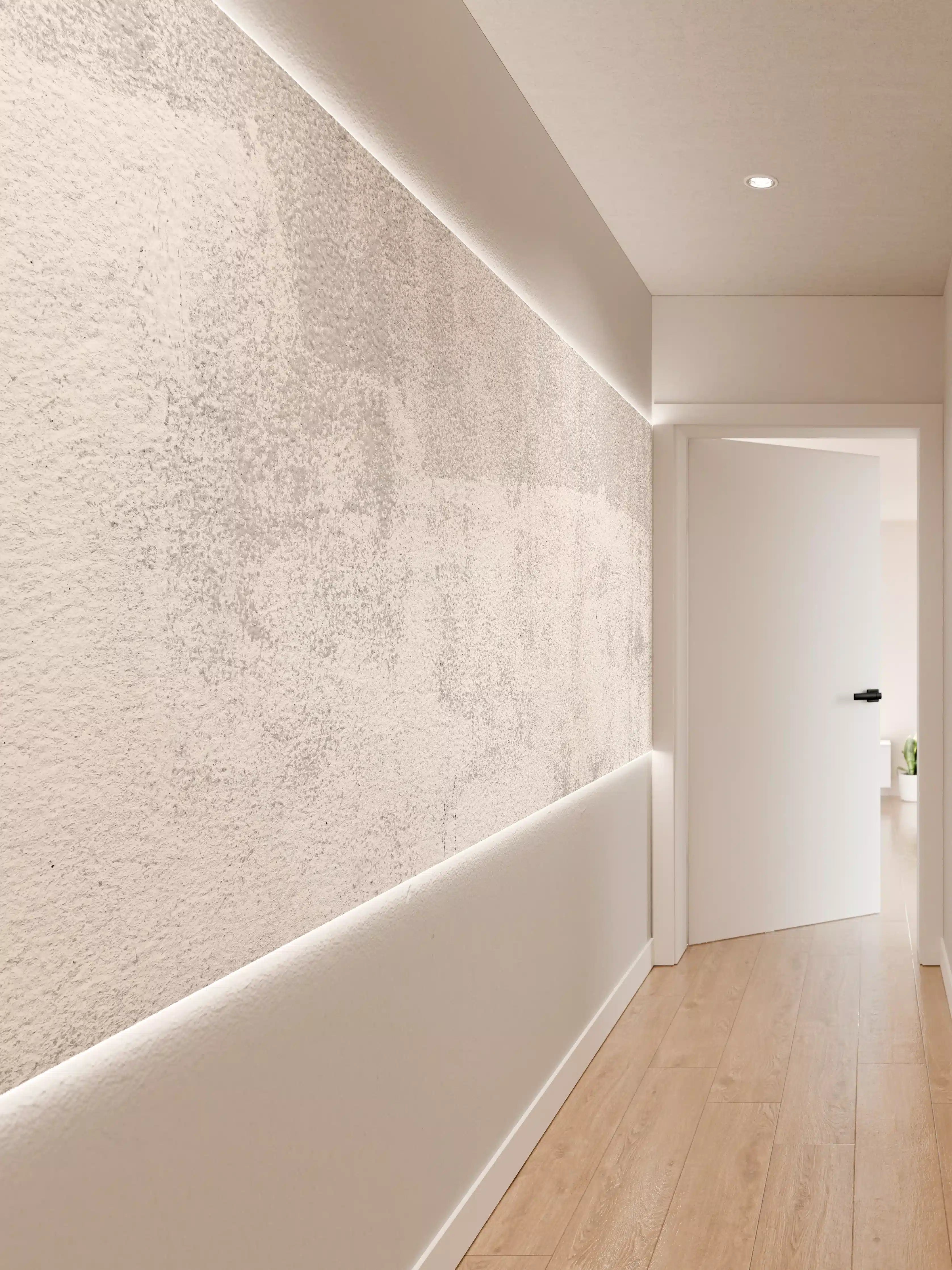 Wandverkleidung Flur - Helle Betonwand mit Textur und Exif-Daten