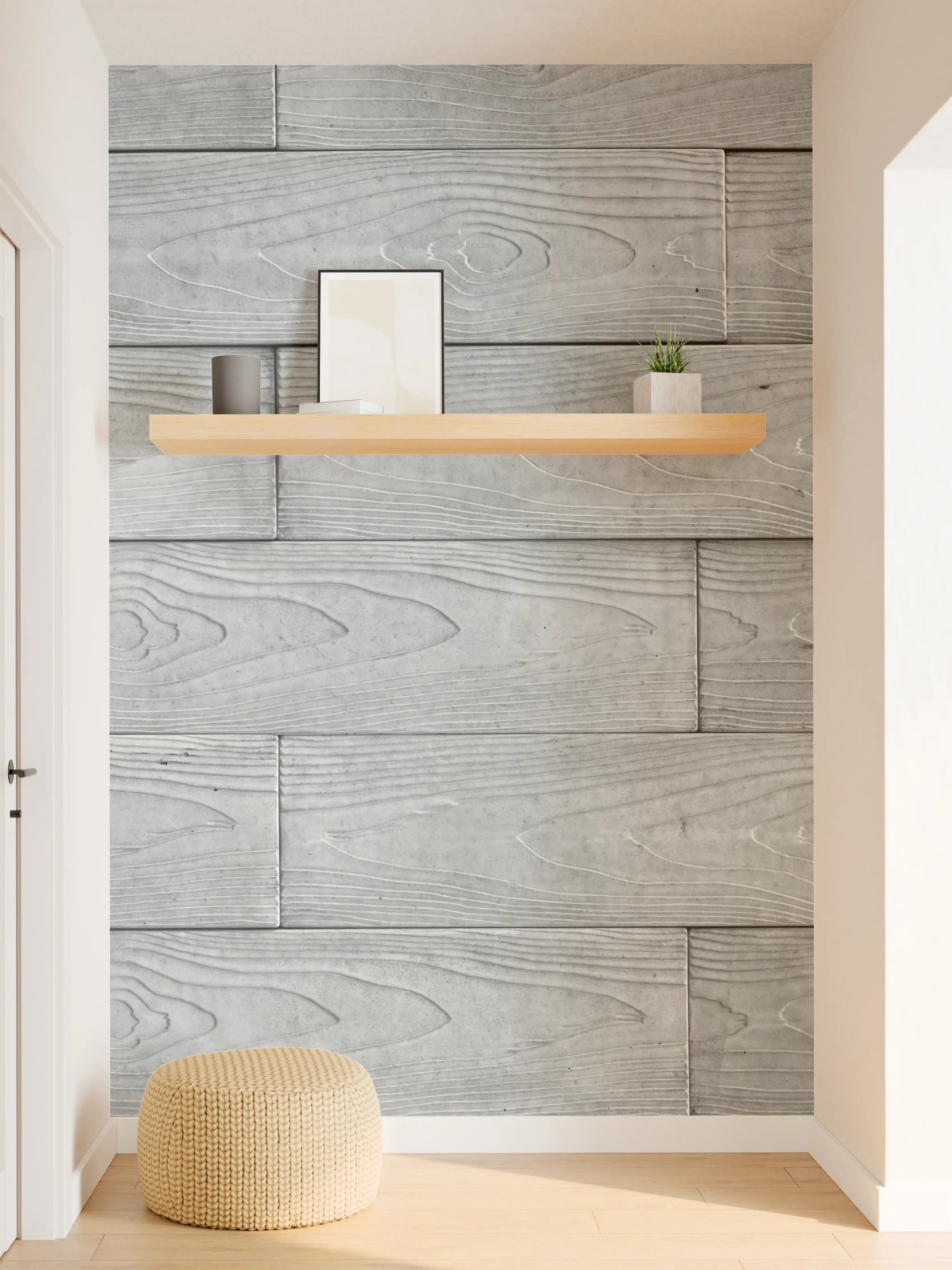 Wandverkleidung Flur - Helle Grautöne: Elegantes Holz-Design