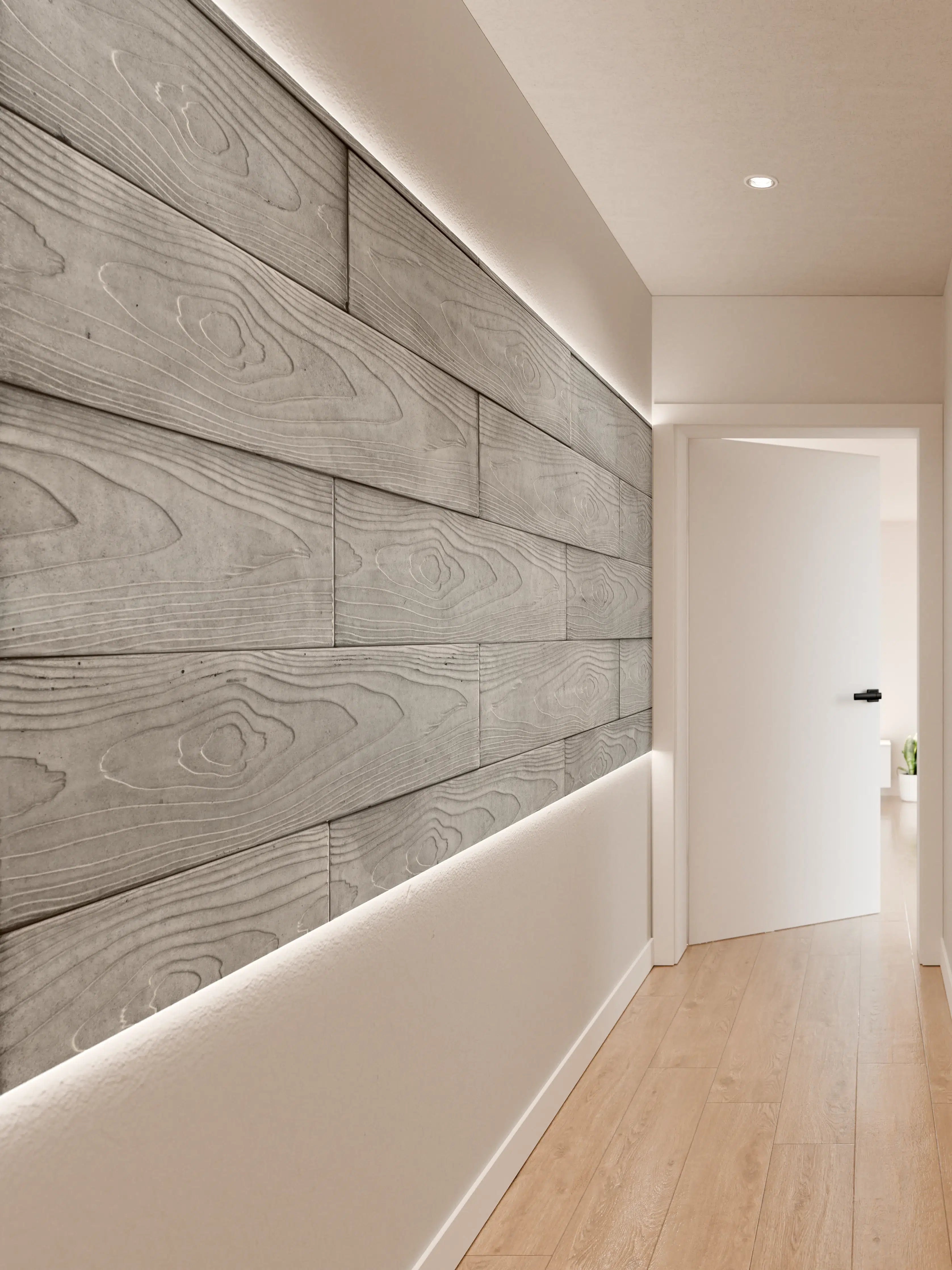 Wandverkleidung Flur - Helle Grautöne: Elegantes Holz-Design