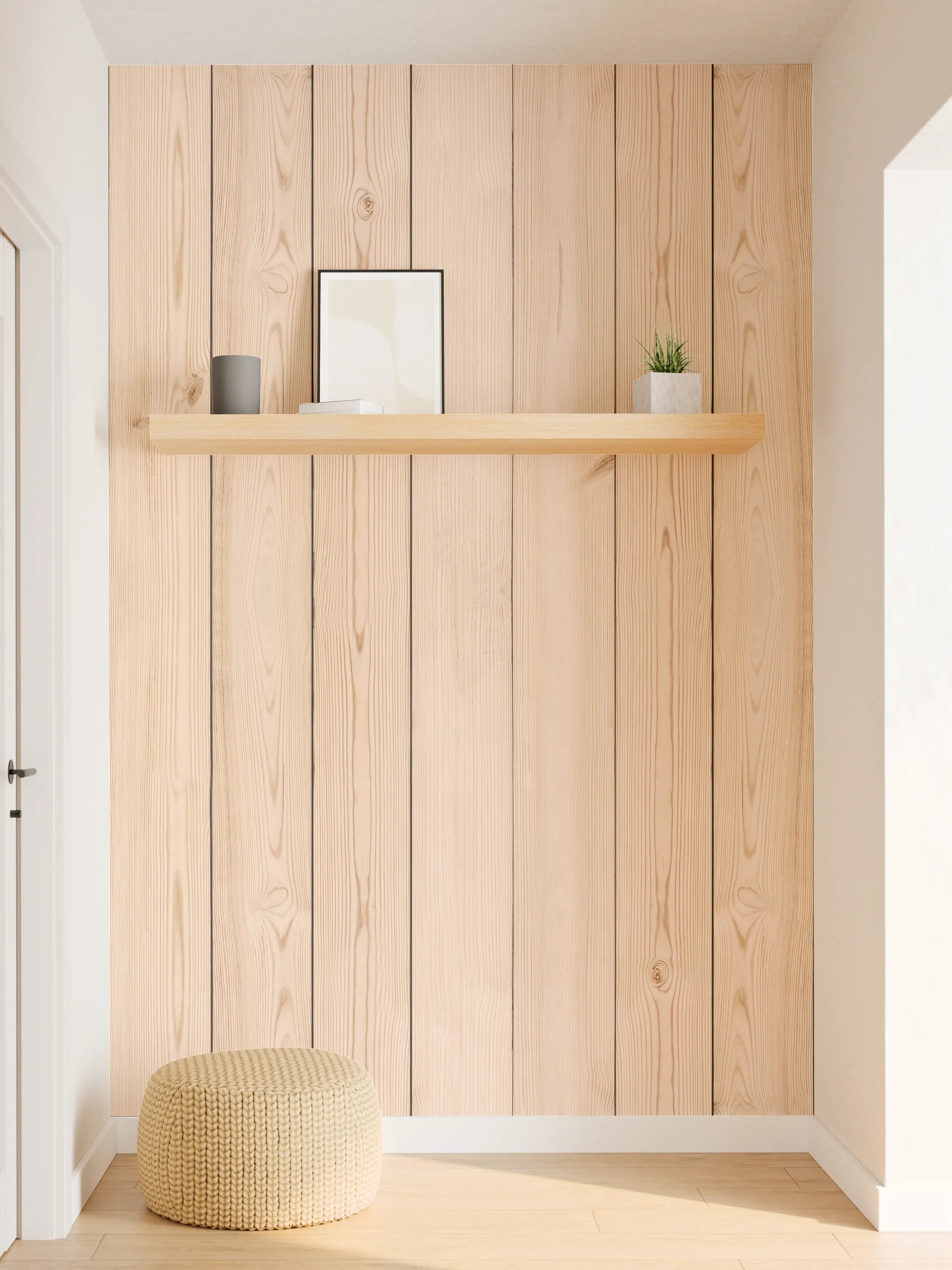 Wandverkleidung Flur - Helle Holzplanken 