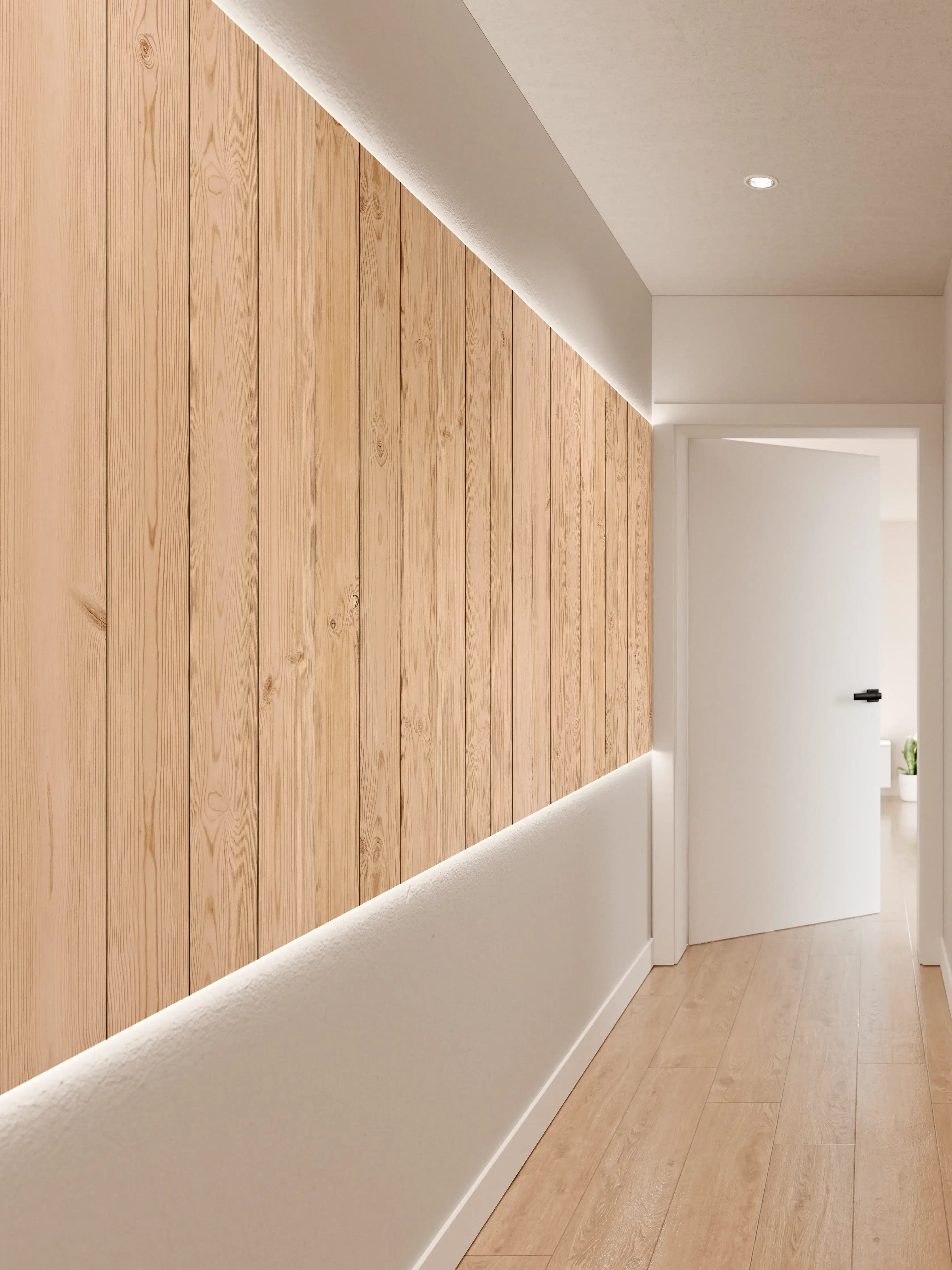 Wandverkleidung Flur - Helle Holzplanken 