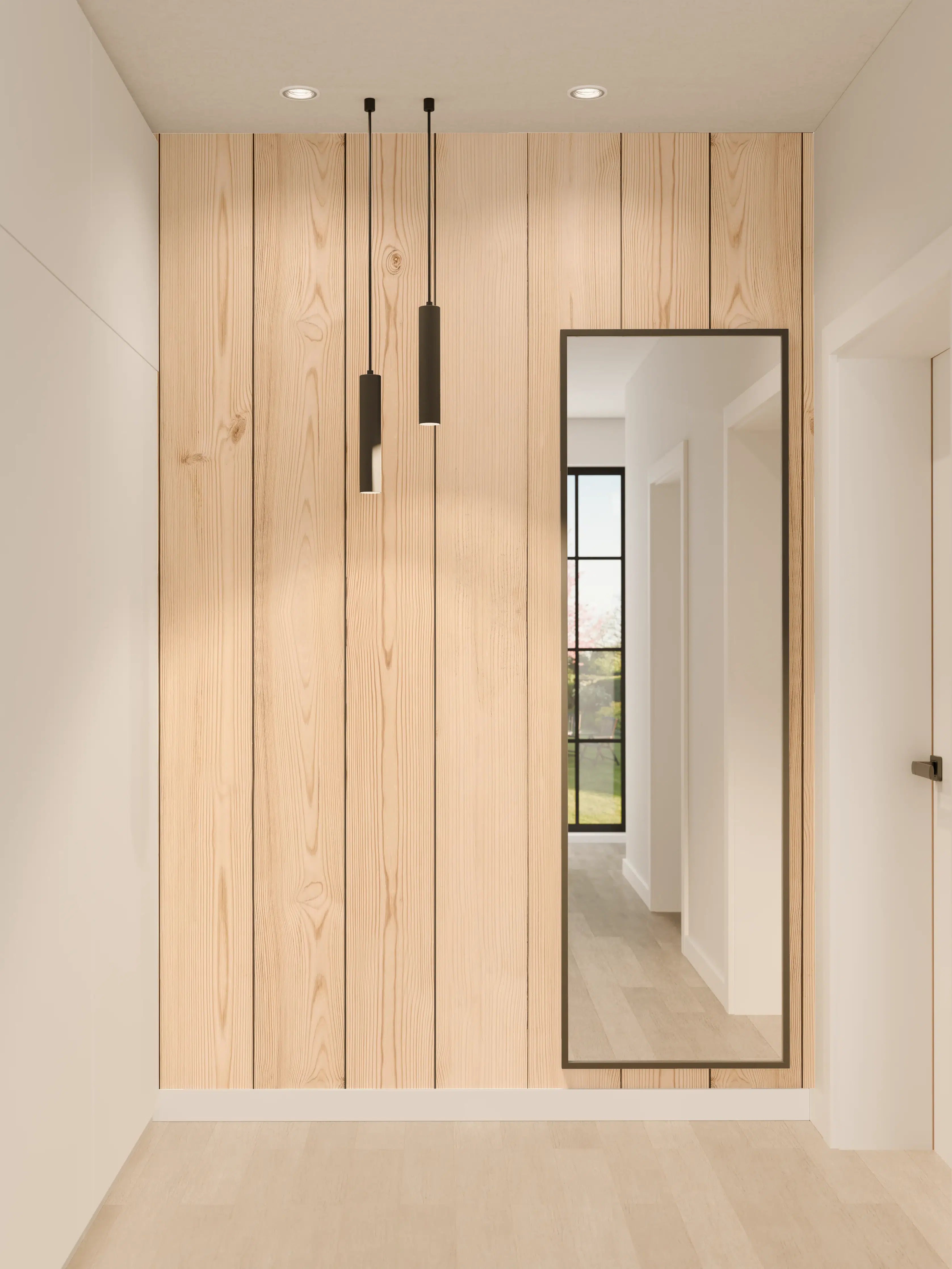 Wandverkleidung Flur - Helle Holzplanken 