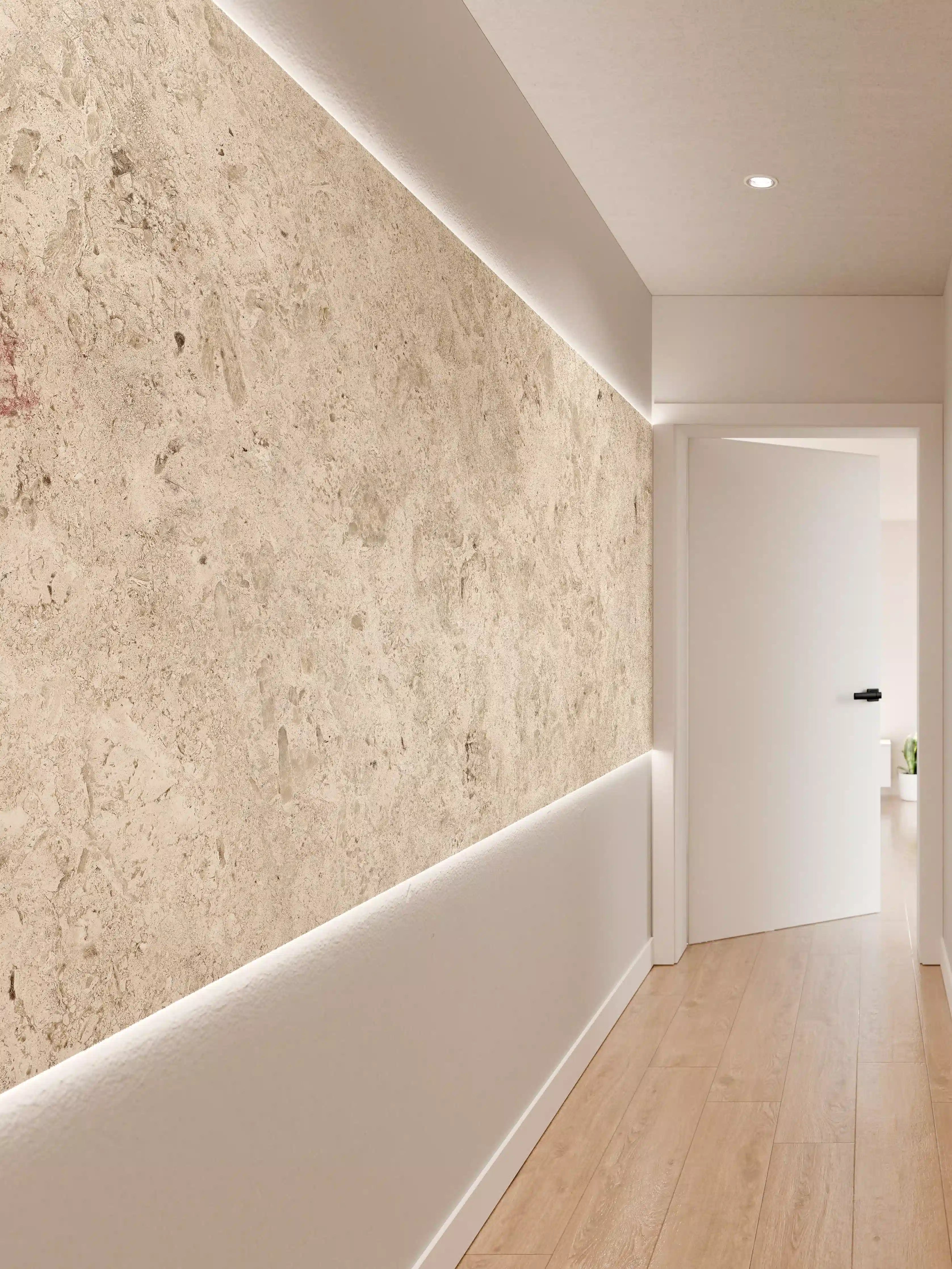 Wandverkleidung Flur - Helle Steinfliese im natürlichen Design