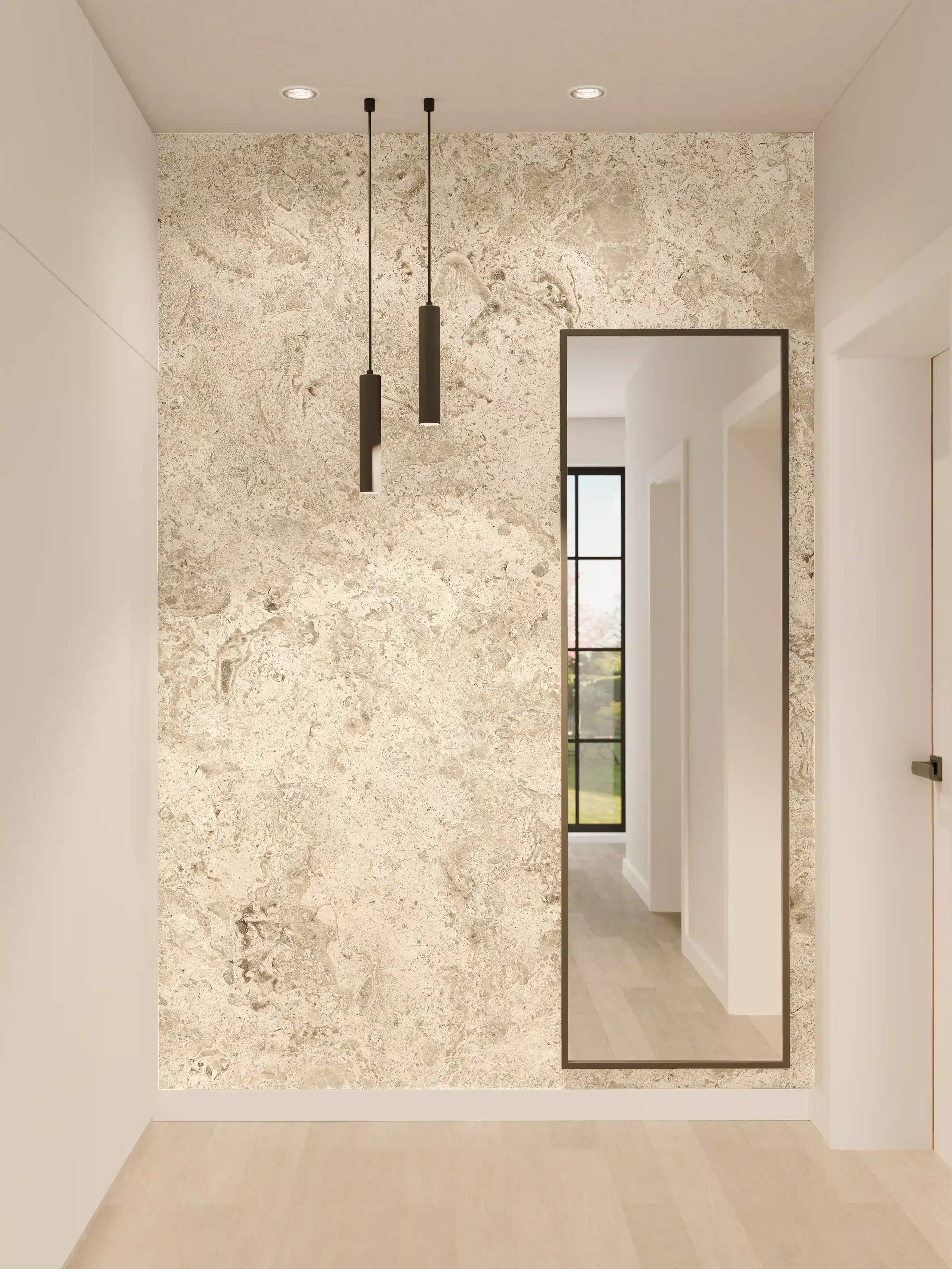 Wandverkleidung Flur - Helle Steinfliese im natürlichen Design