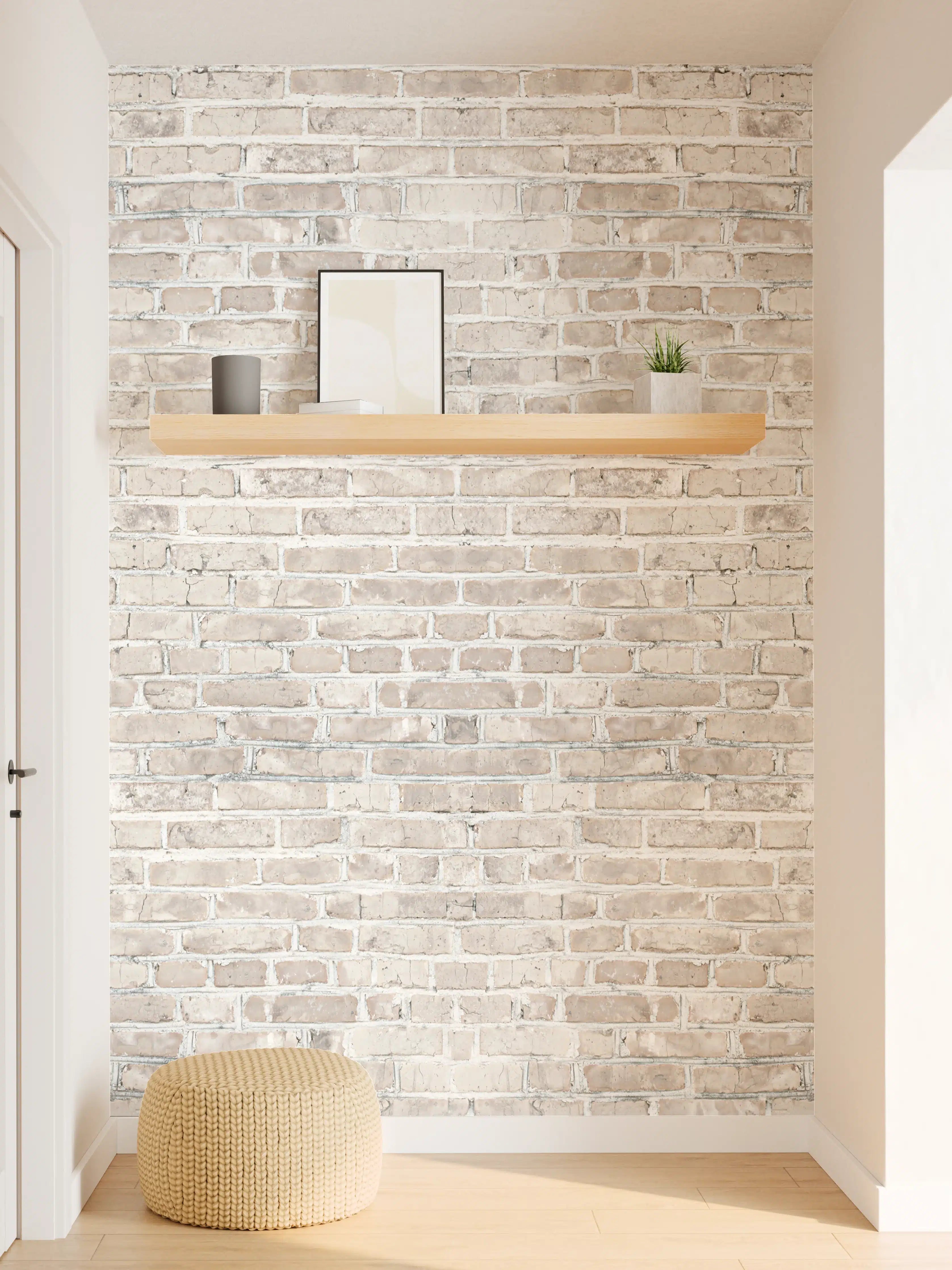 Wandverkleidung Flur - Helle Ziegelmauer als Hintergrund