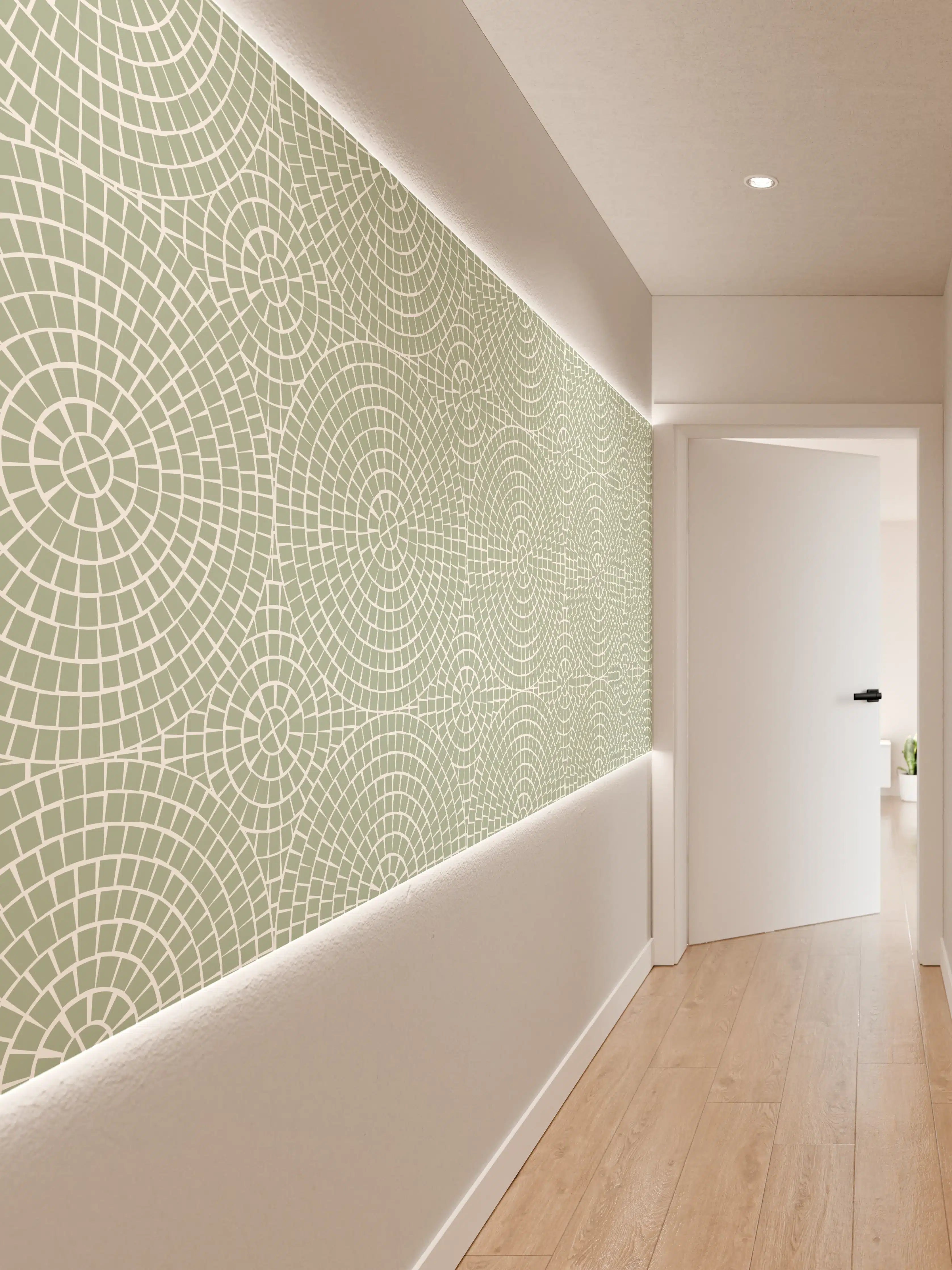 Wandverkleidung Flur - Helle geometrische Muster auf pastellfarbenem Hintergrund