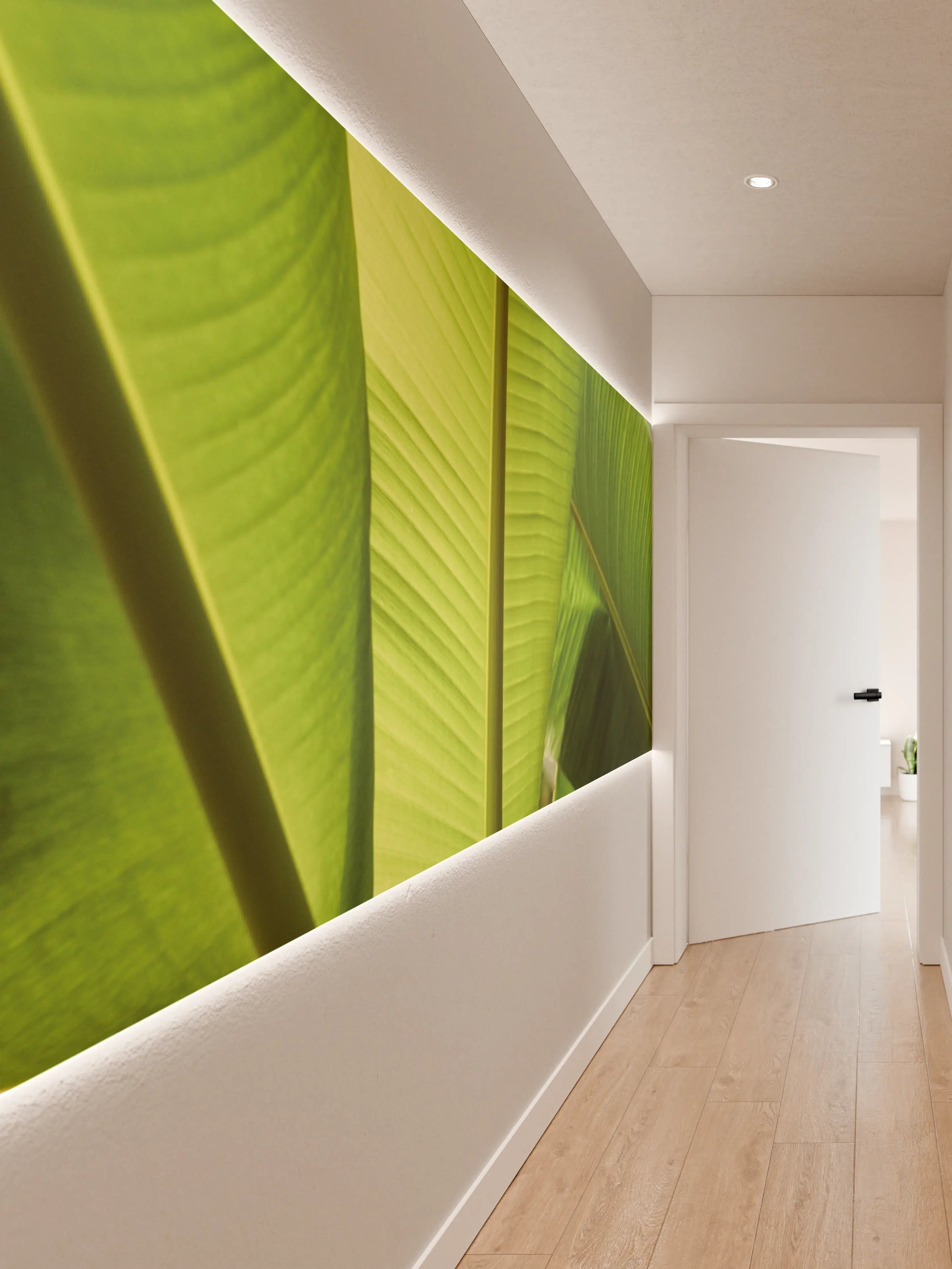 Wandverkleidung Flur - Helle, Grüne Bananenblätter im Sonnenlicht