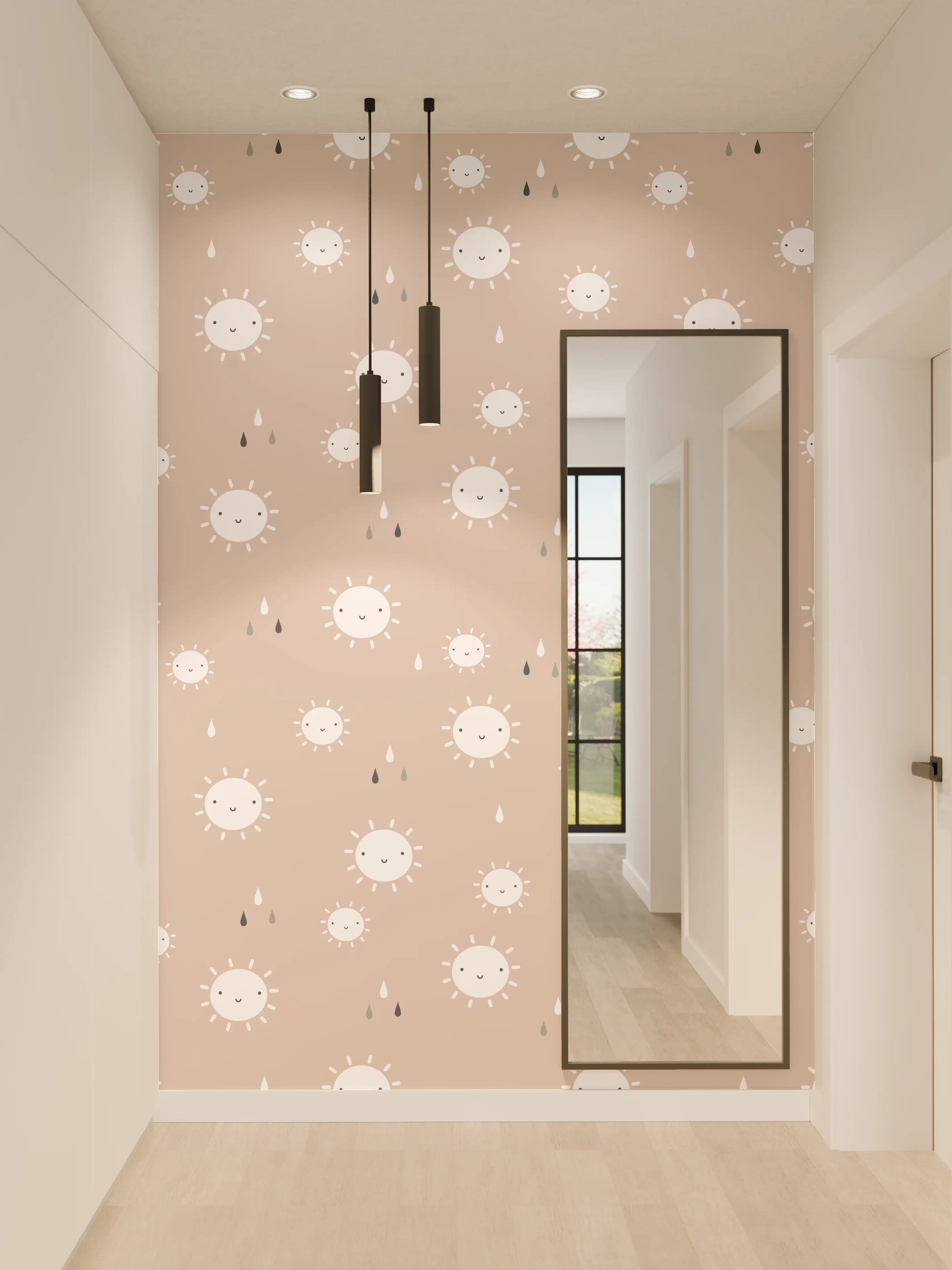 Wandverkleidung Flur - Helle, beige Musteroptik mit zarten Details