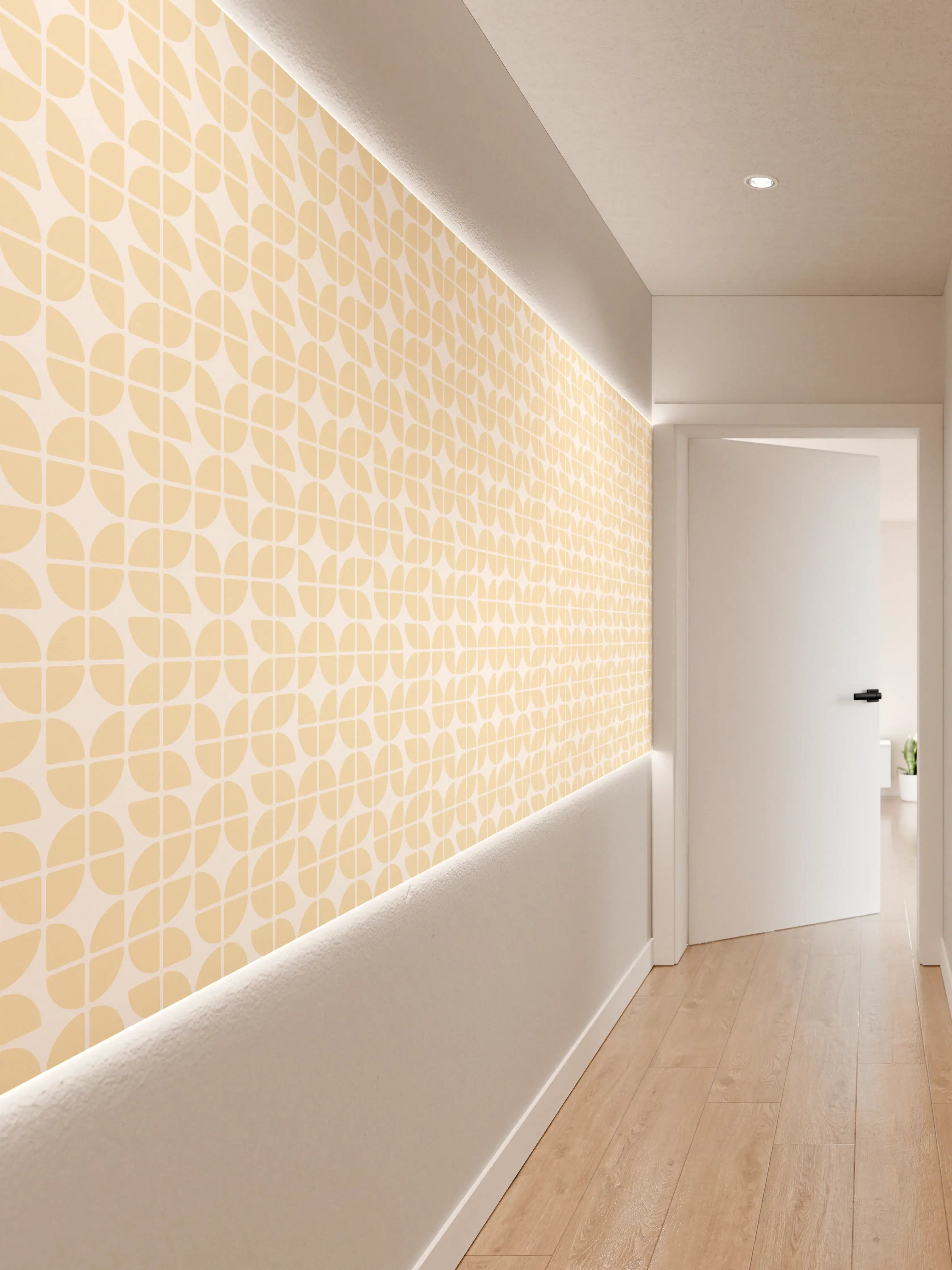 Wandverkleidung Flur - Helle, elegante Mustervorlage in Beige und Weiß