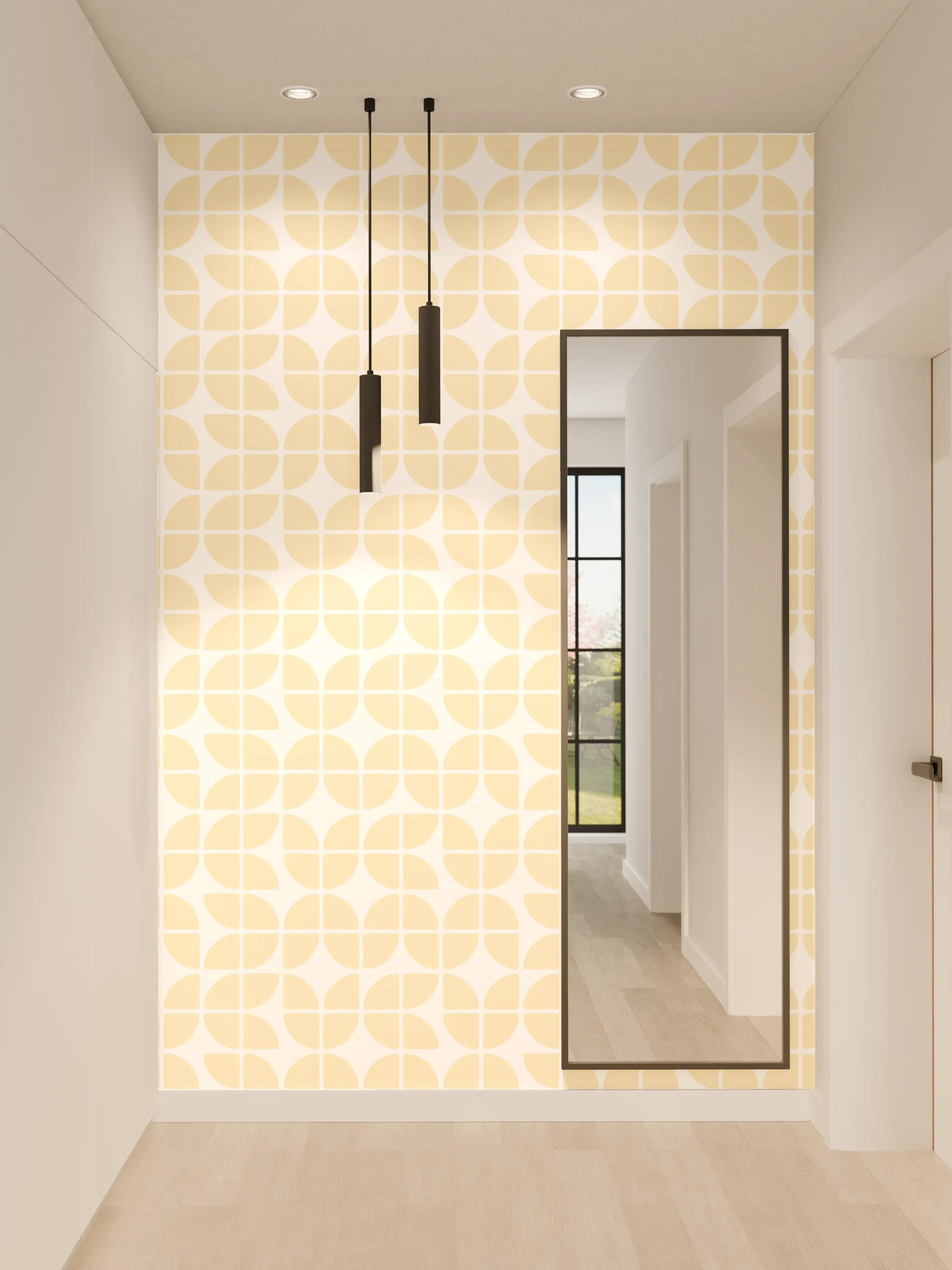Wandverkleidung Flur - Helle, elegante Mustervorlage in Beige und Weiß