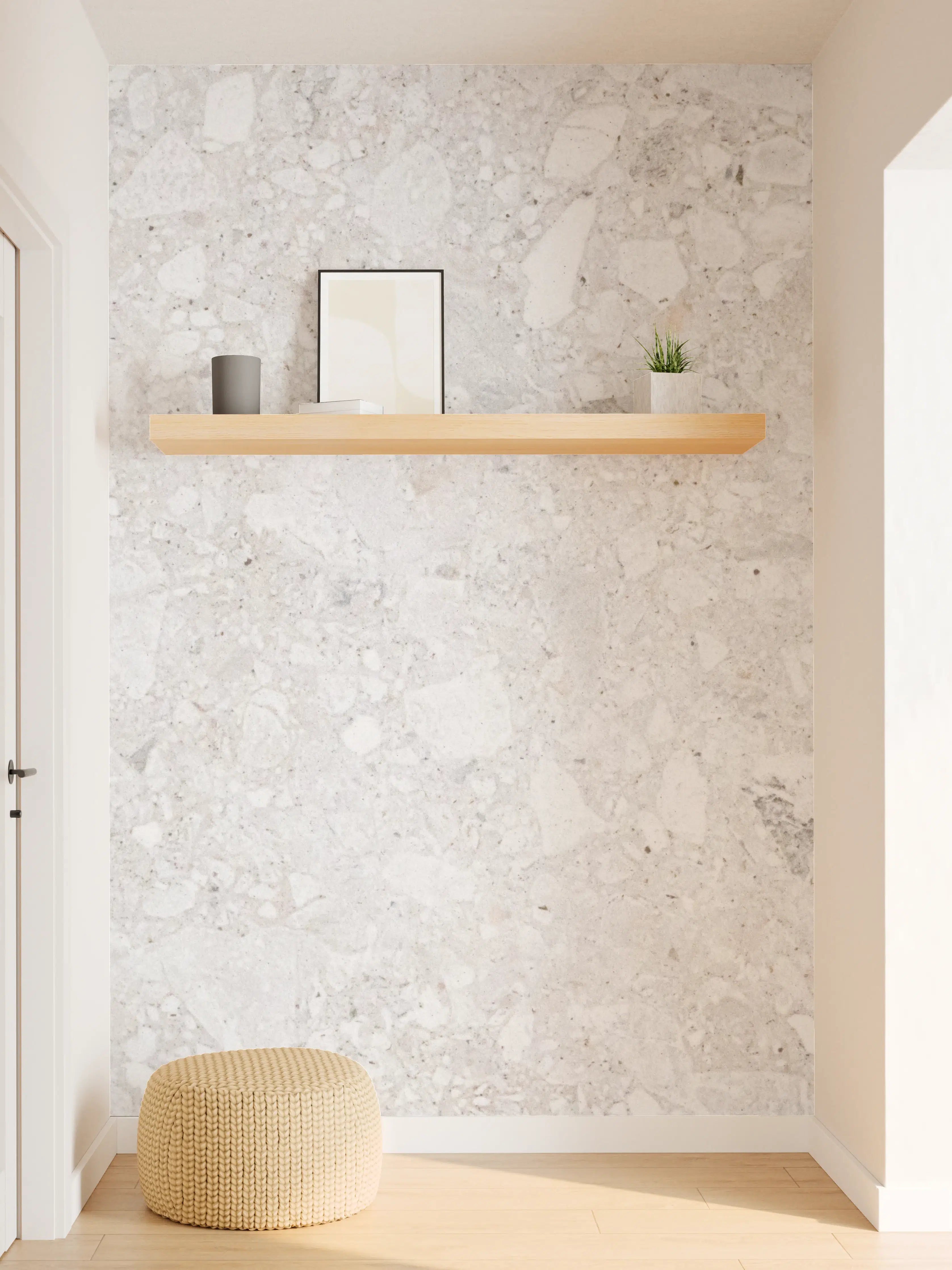 Wandverkleidung Flur - Helle, elegante Steinoptik