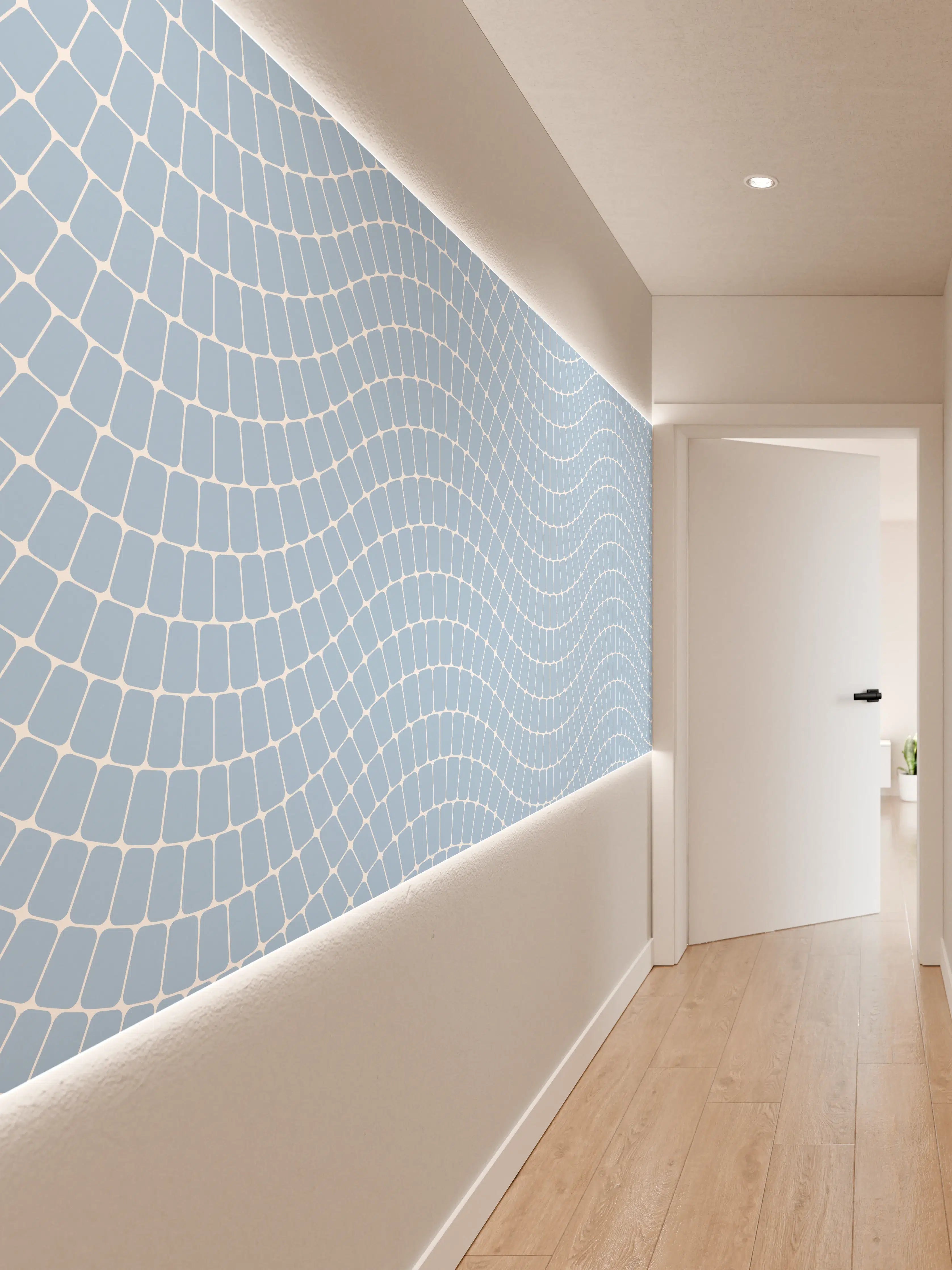 Wandverkleidung Flur - Helle, geometrische Fliesenskizze