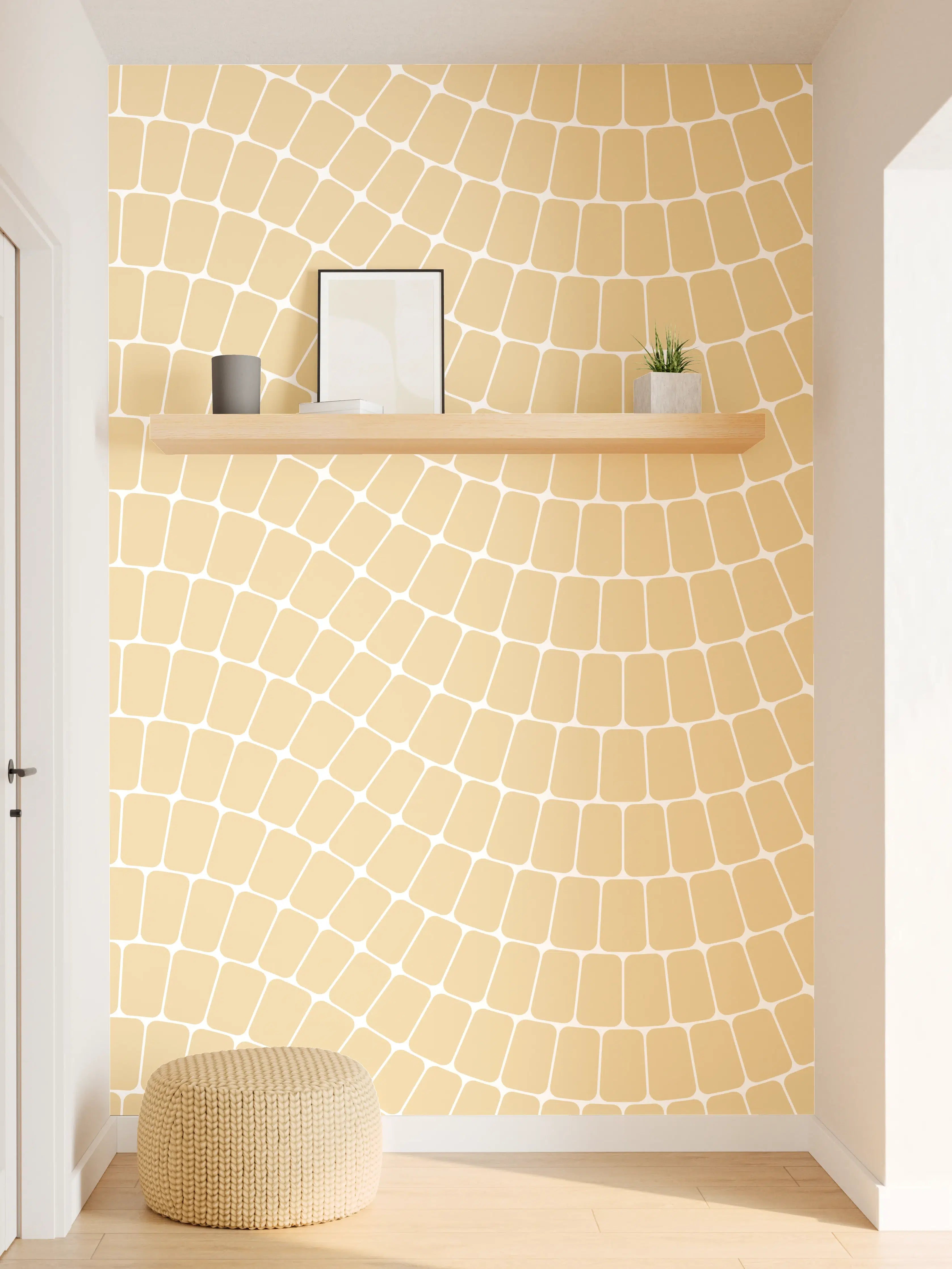 Wandverkleidung Flur - Hellen, geometrisches Muster in Beige