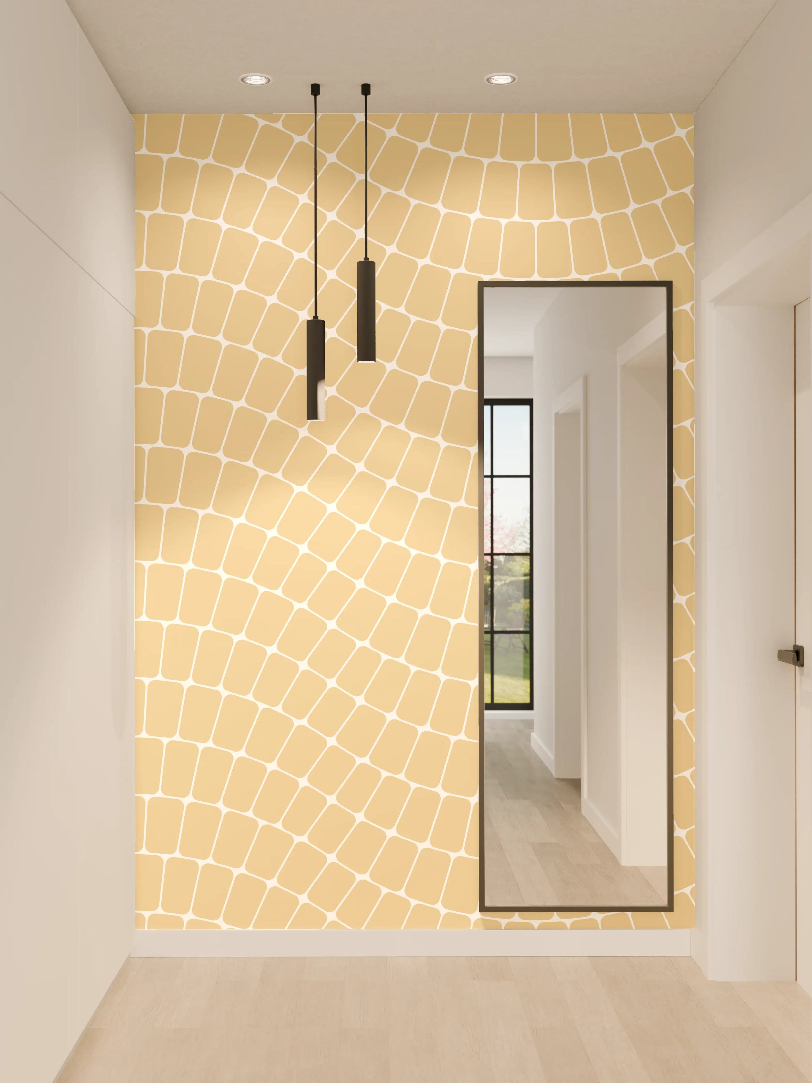 Wandverkleidung Flur - Hellen, geometrisches Muster in Beige