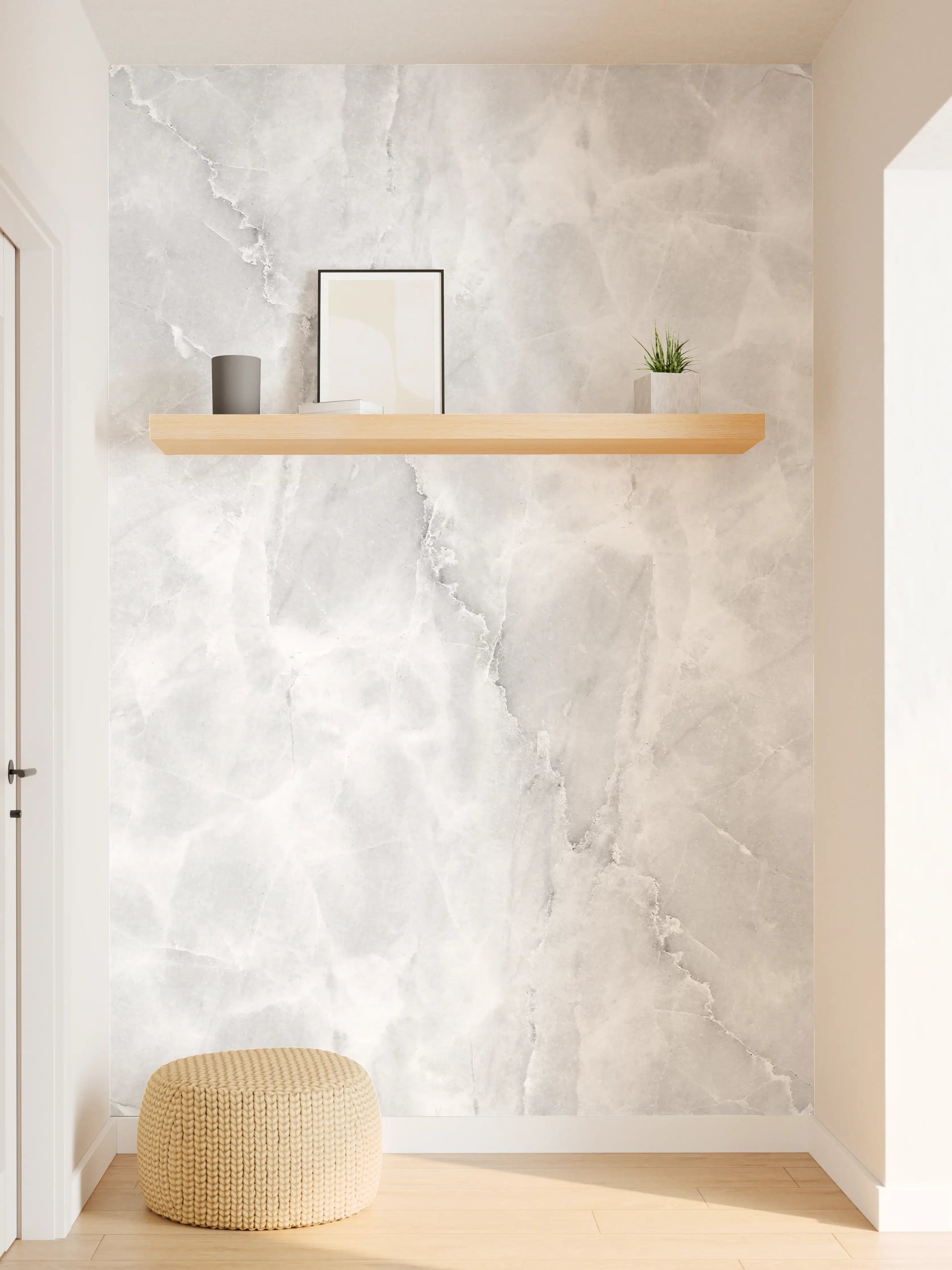 Wandverkleidung Flur - Heller Natursteinfliesen-Design