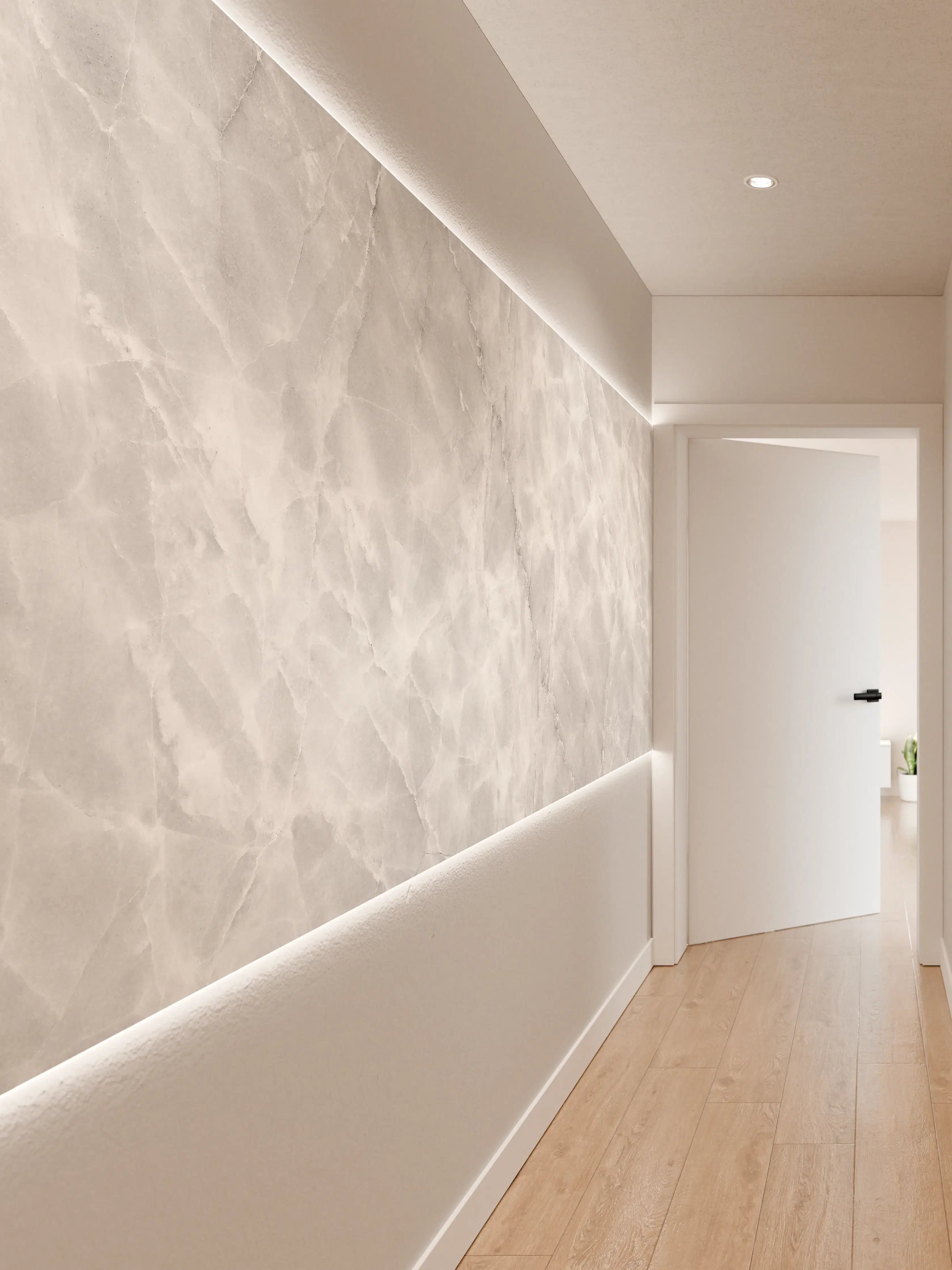 Wandverkleidung Flur - Heller Natursteinfliesen-Design