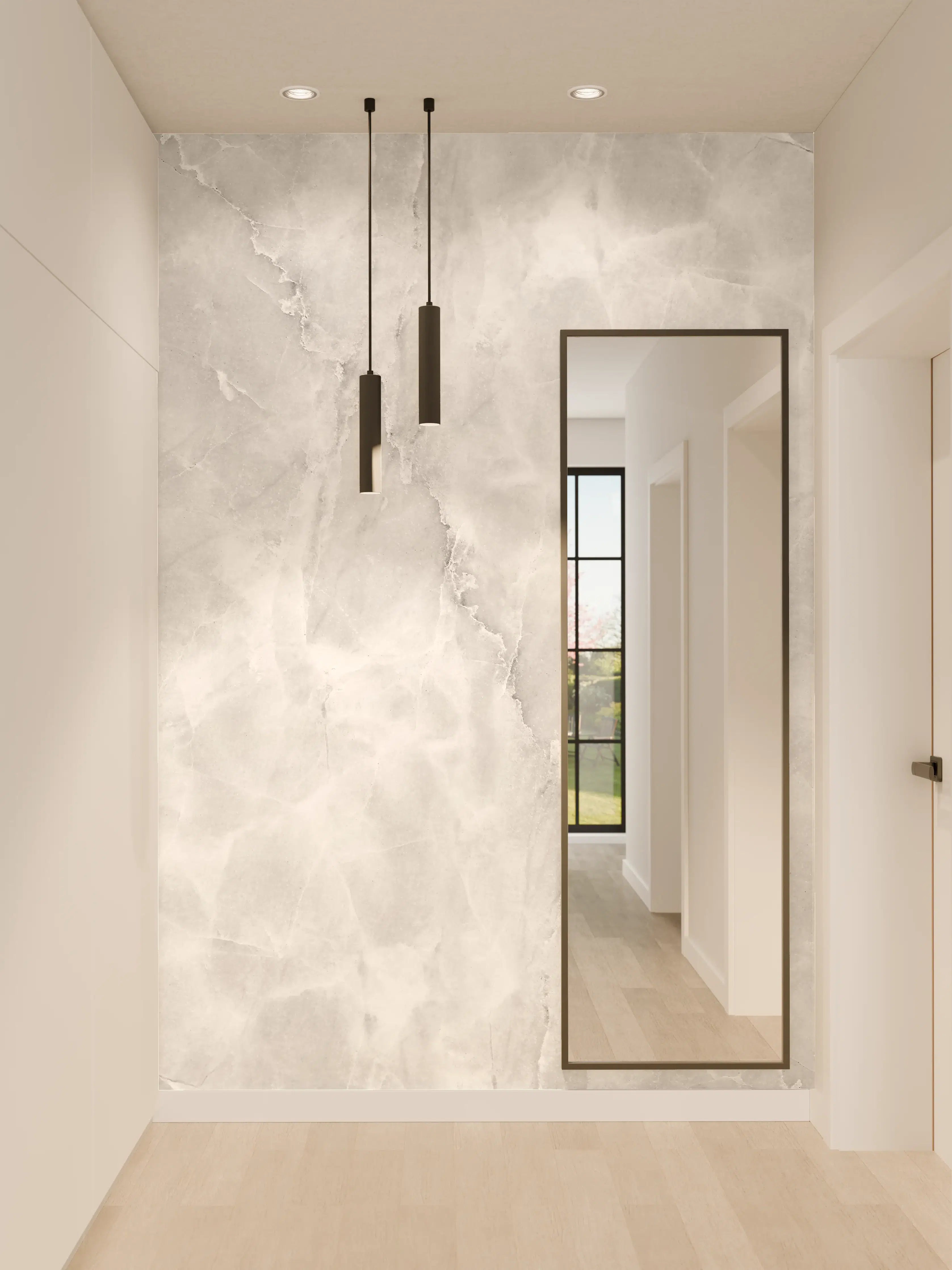 Wandverkleidung Flur - Heller Natursteinfliesen-Design