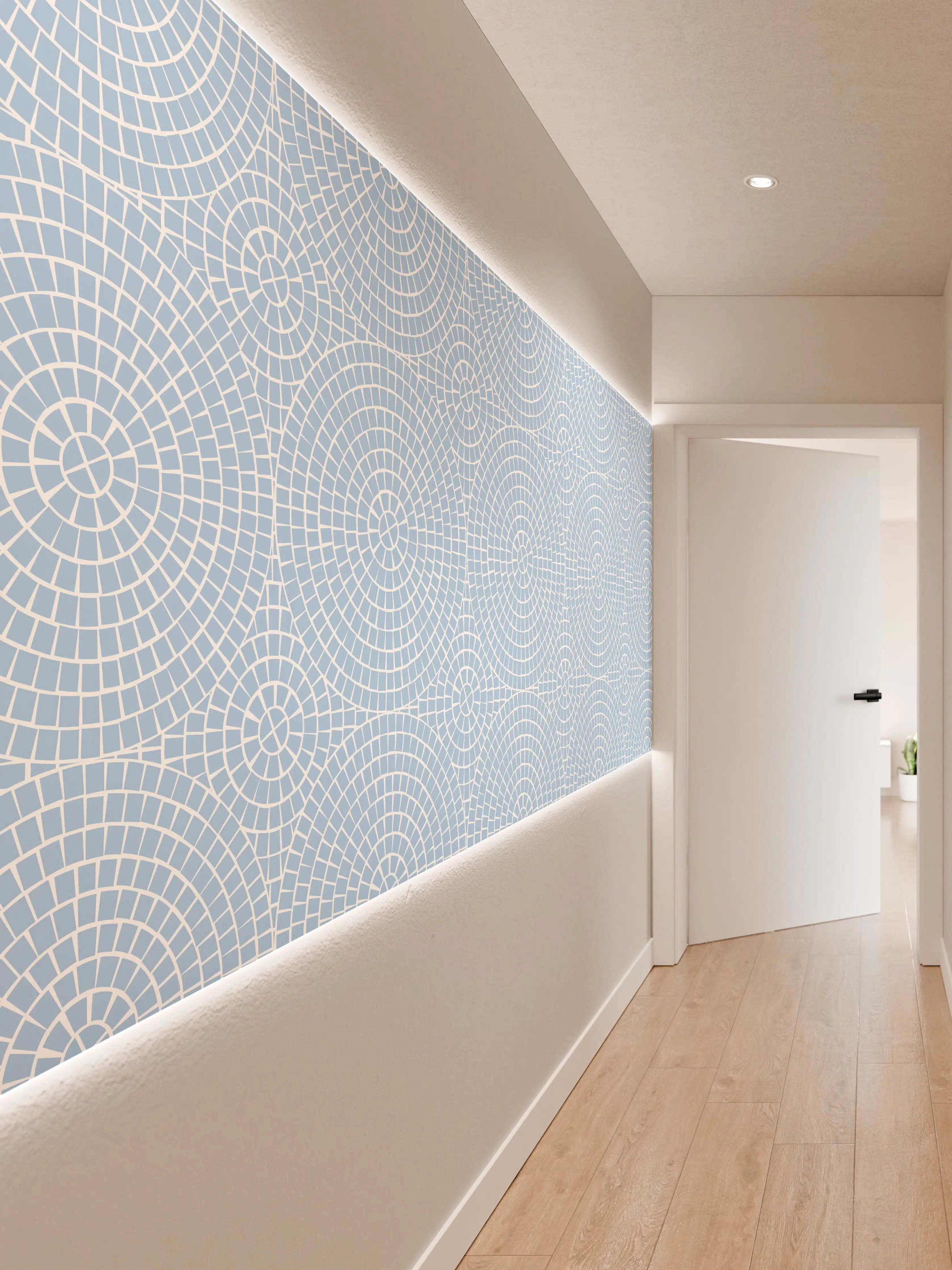 Wandverkleidung Flur - Heller geometrischer Hintergrund in Blau
