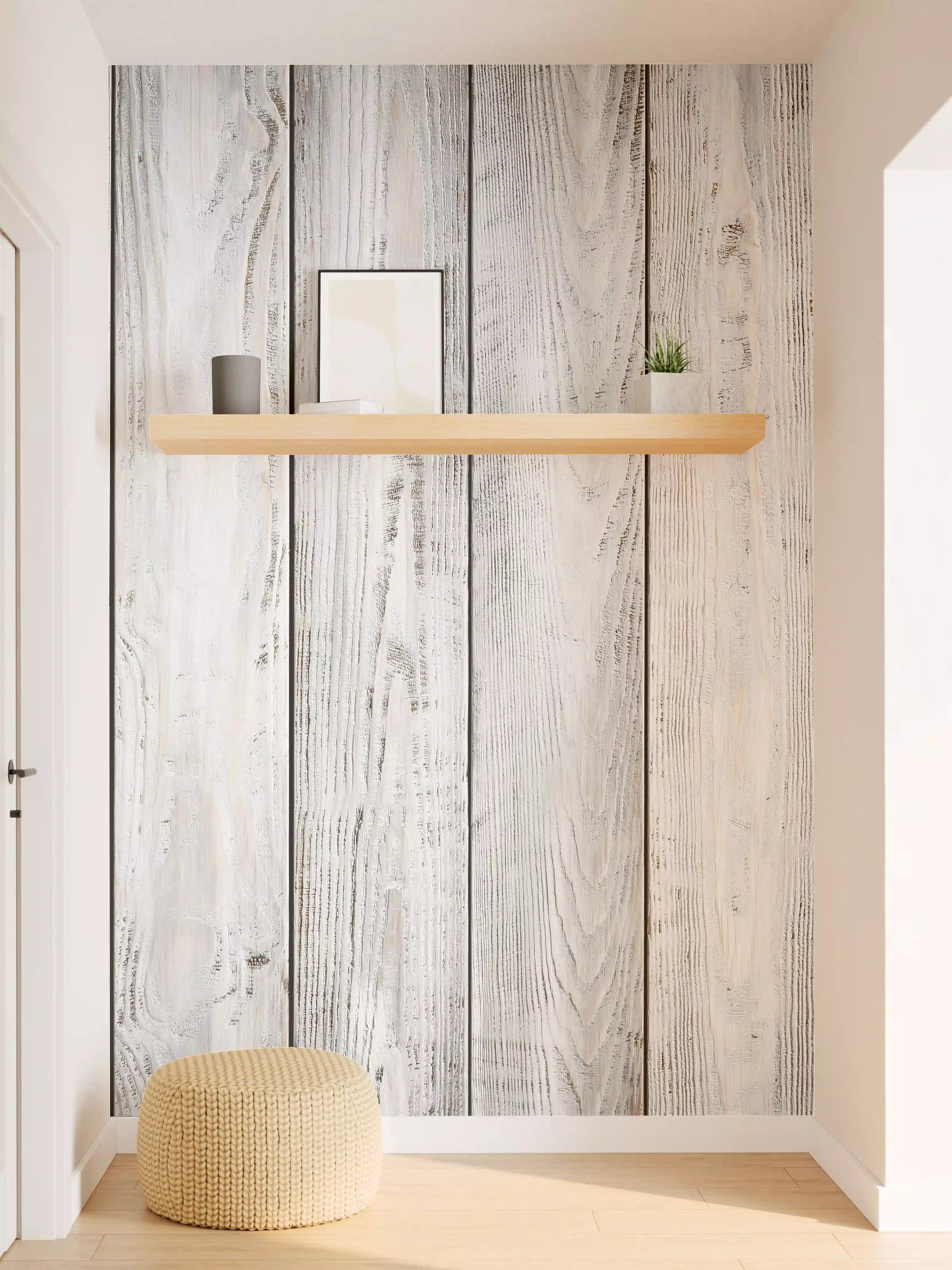 Wandverkleidung Flur - Helles Holzpaneel im Vintage-Stil
