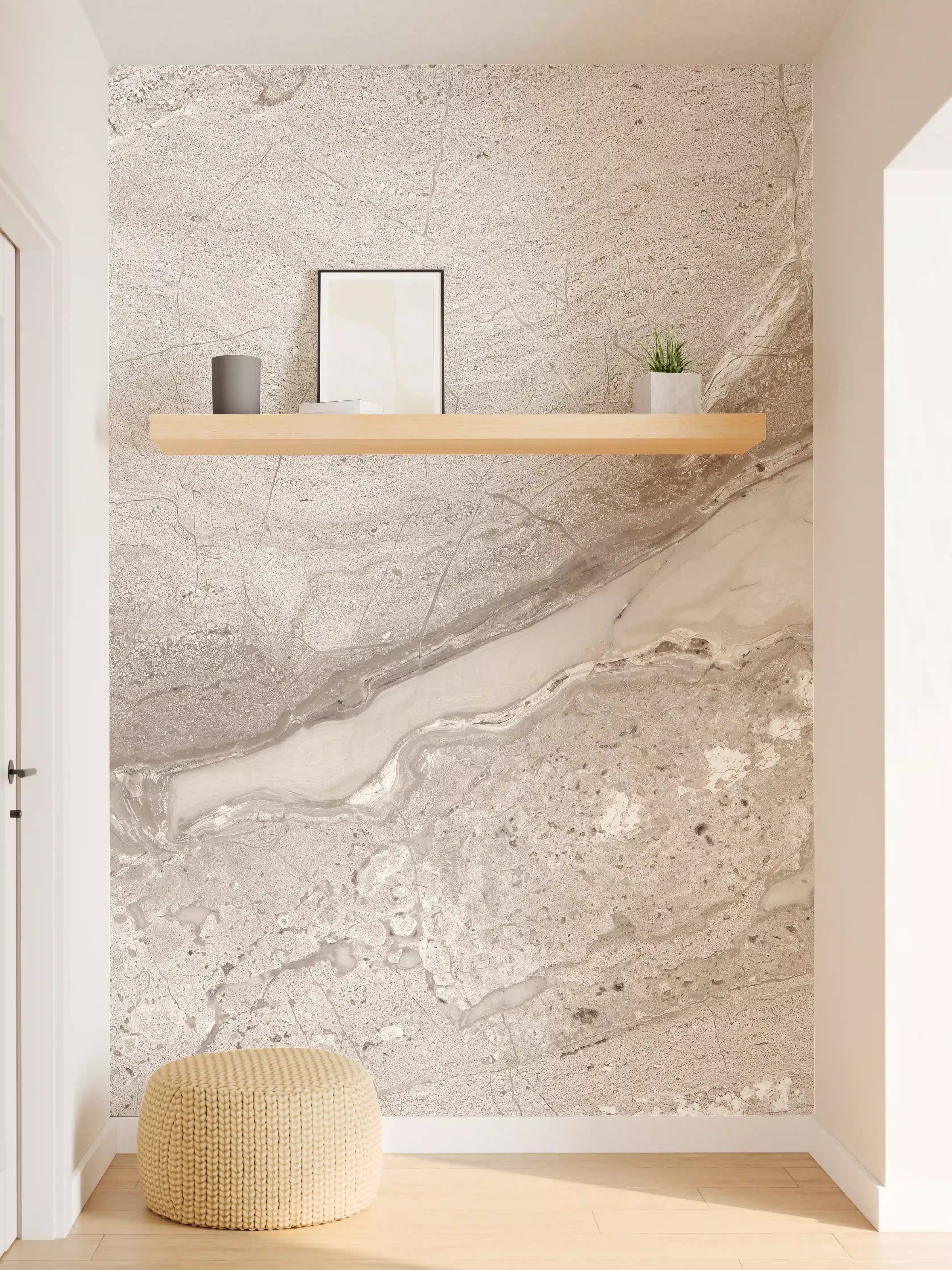 Wandverkleidung Flur - Helles Steindesign mit natürlichen Mustern