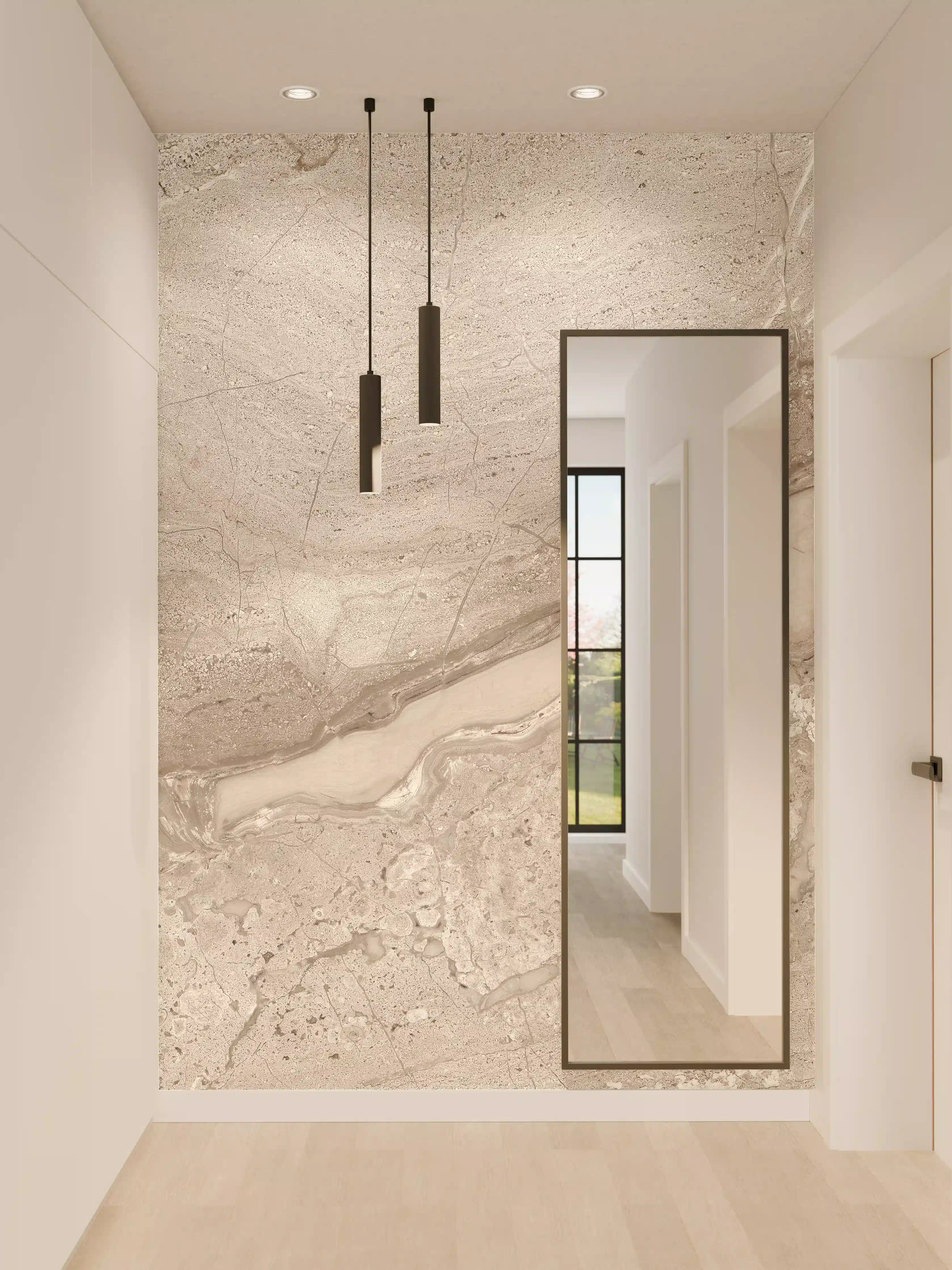 Wandverkleidung Flur - Helles Steindesign mit natürlichen Mustern