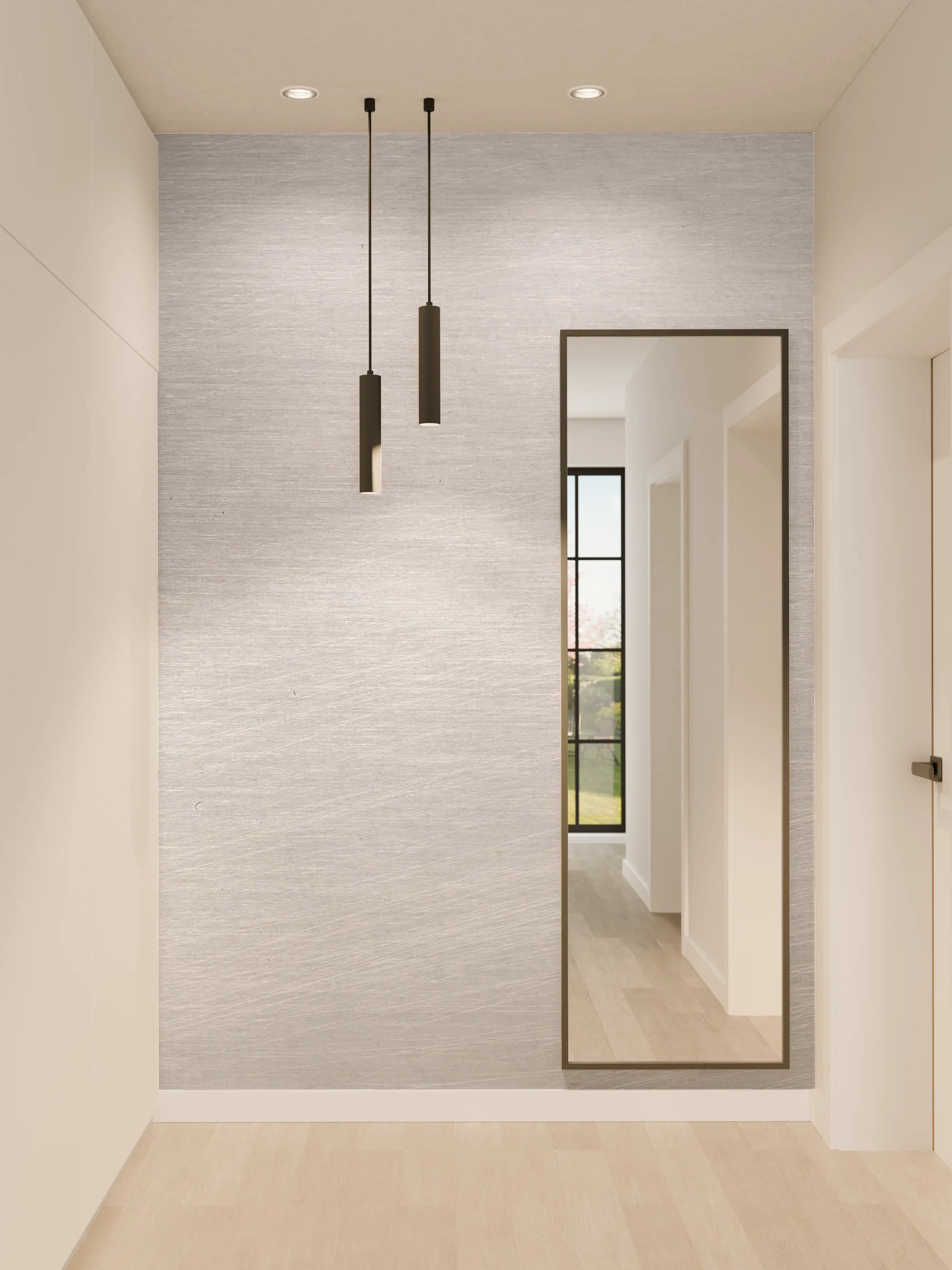 Wandverkleidung Flur - Helles silbernes Metallbild