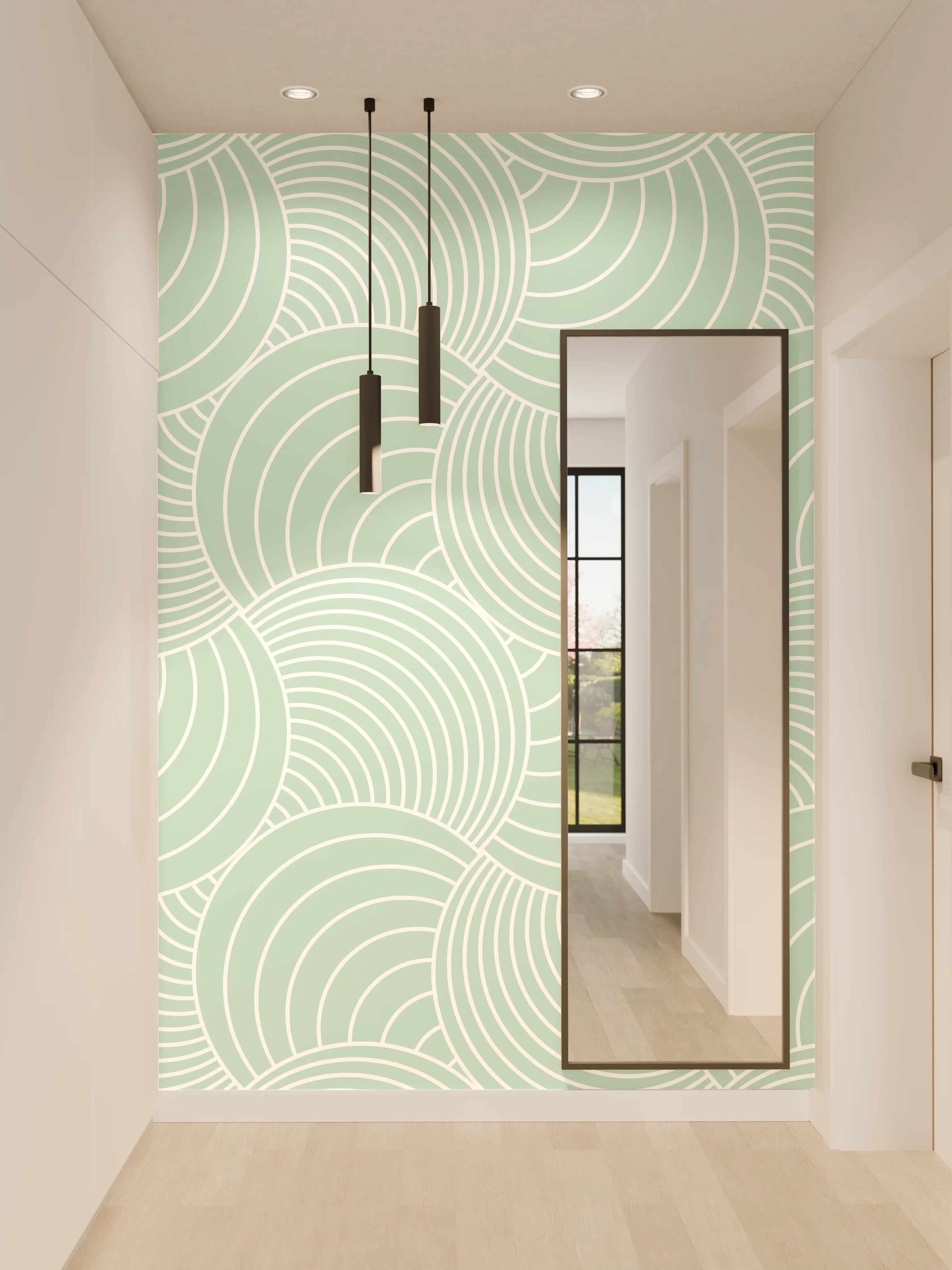 Wandverkleidung Flur - Helles, geometrisches Muster in Pastellfarben