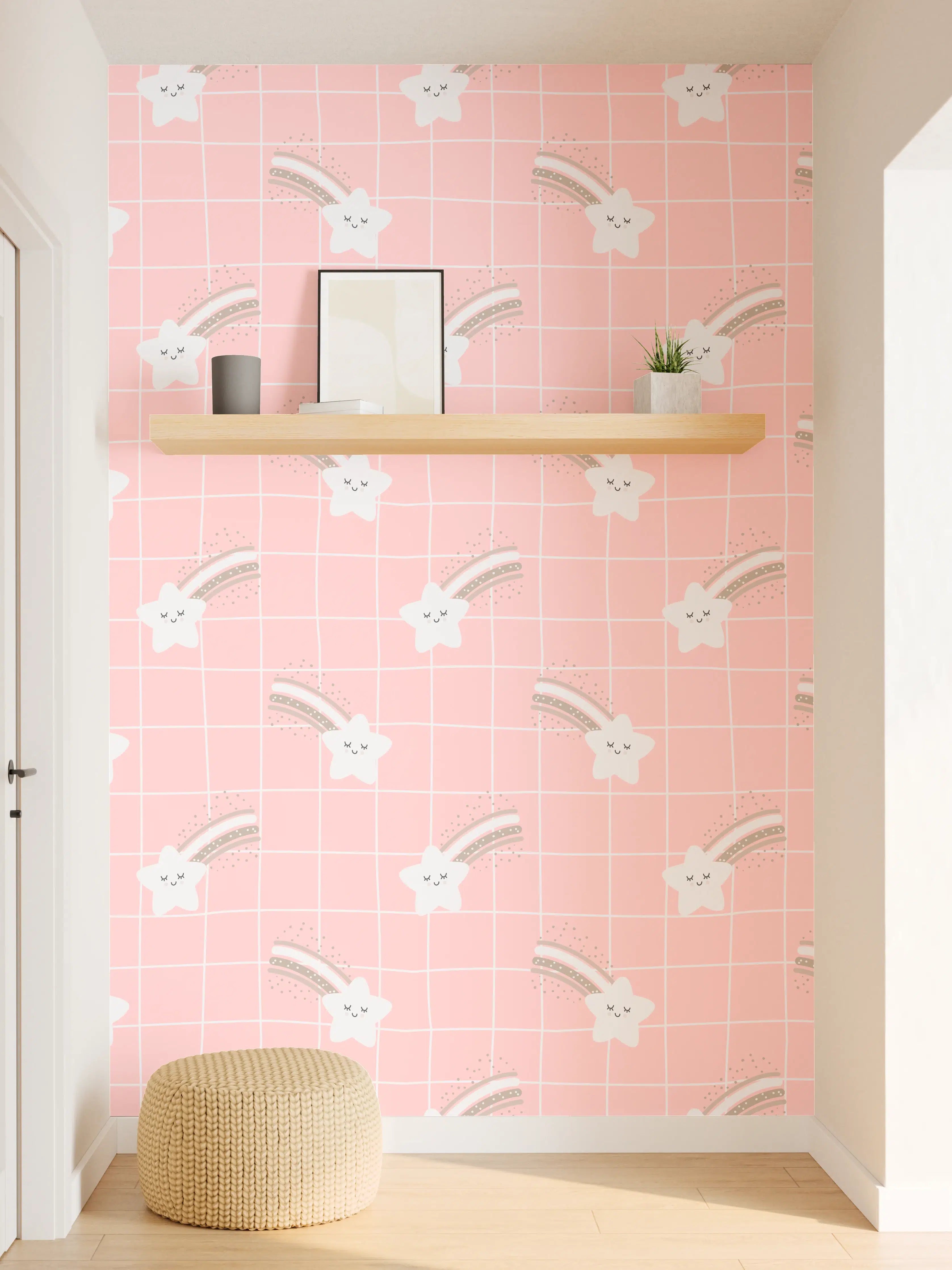 Wandverkleidung Flur - Helles, zartes Design mit Blumenmuster