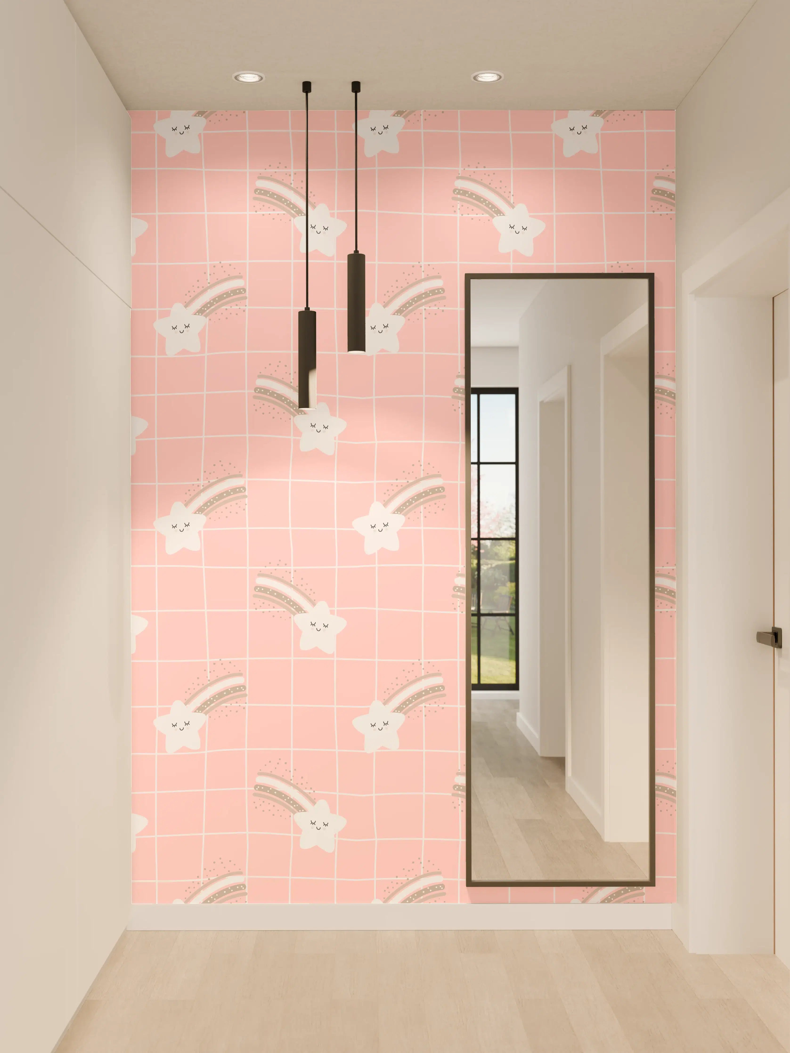 Wandverkleidung Flur - Helles, zartes Design mit Blumenmuster