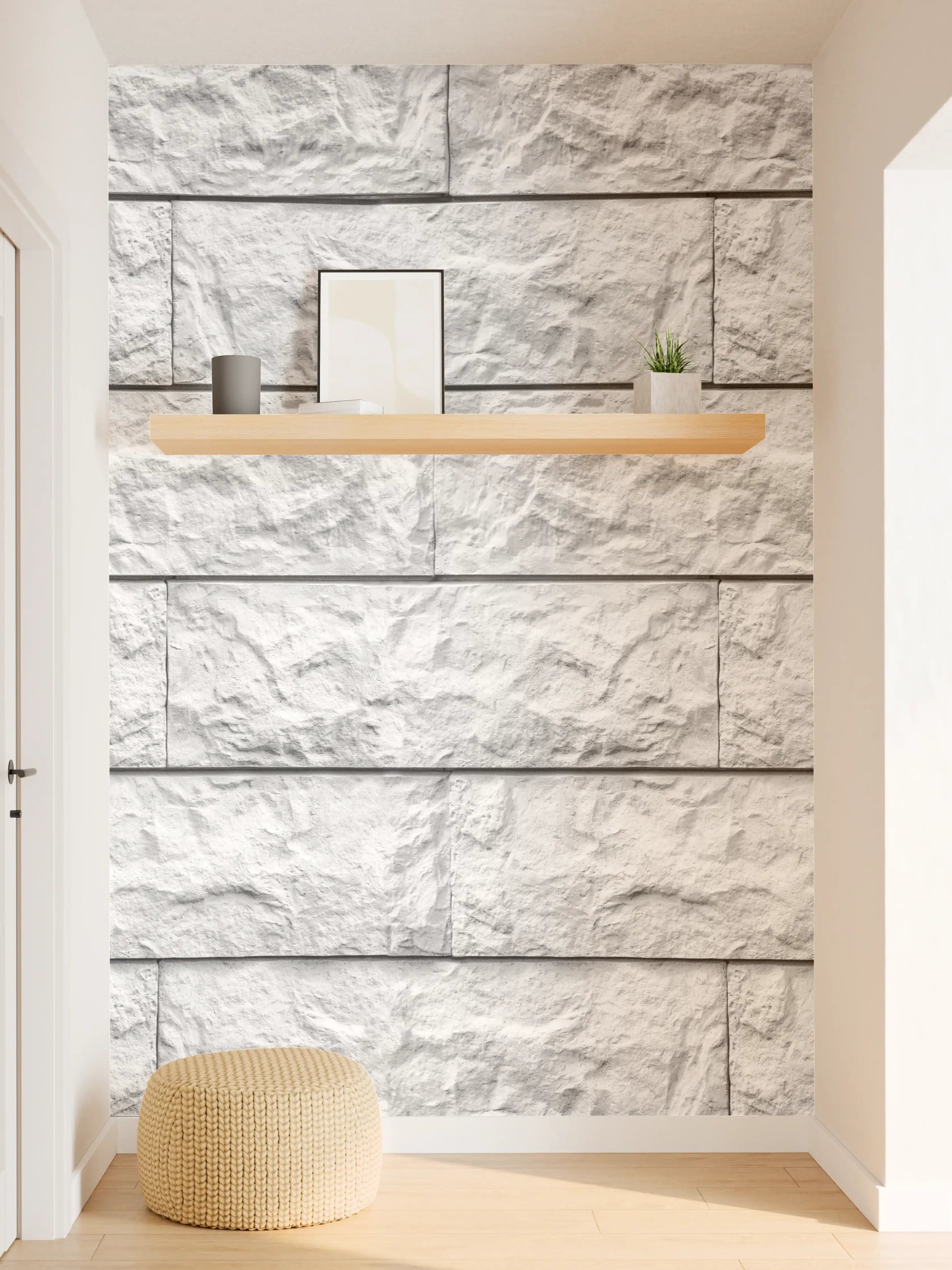 Wandverkleidung Flur - Hellgrauer Ziegelsteinwand-Textur