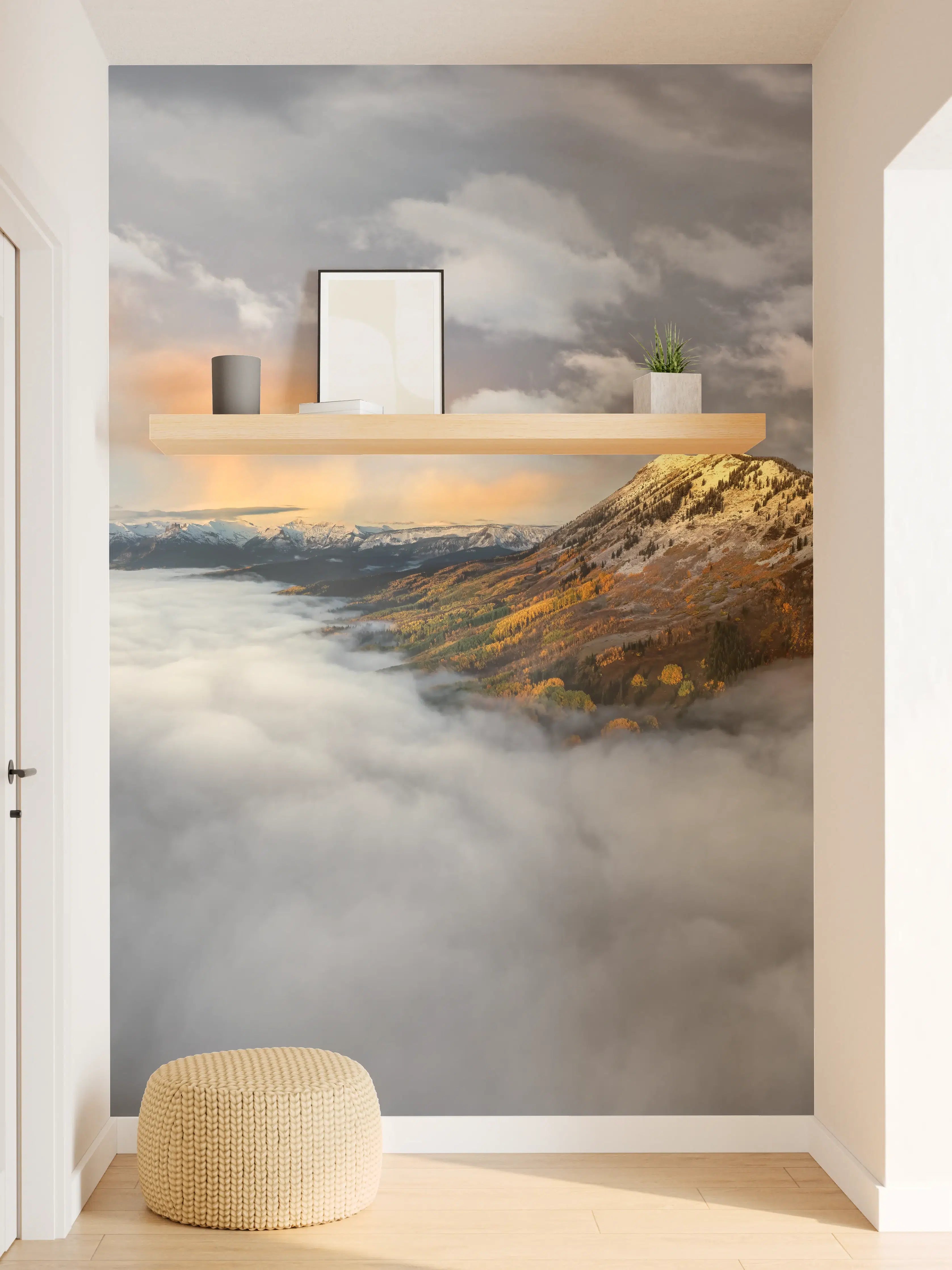 Wandverkleidung Flur - Herbstliche Berglandschaft Nebel