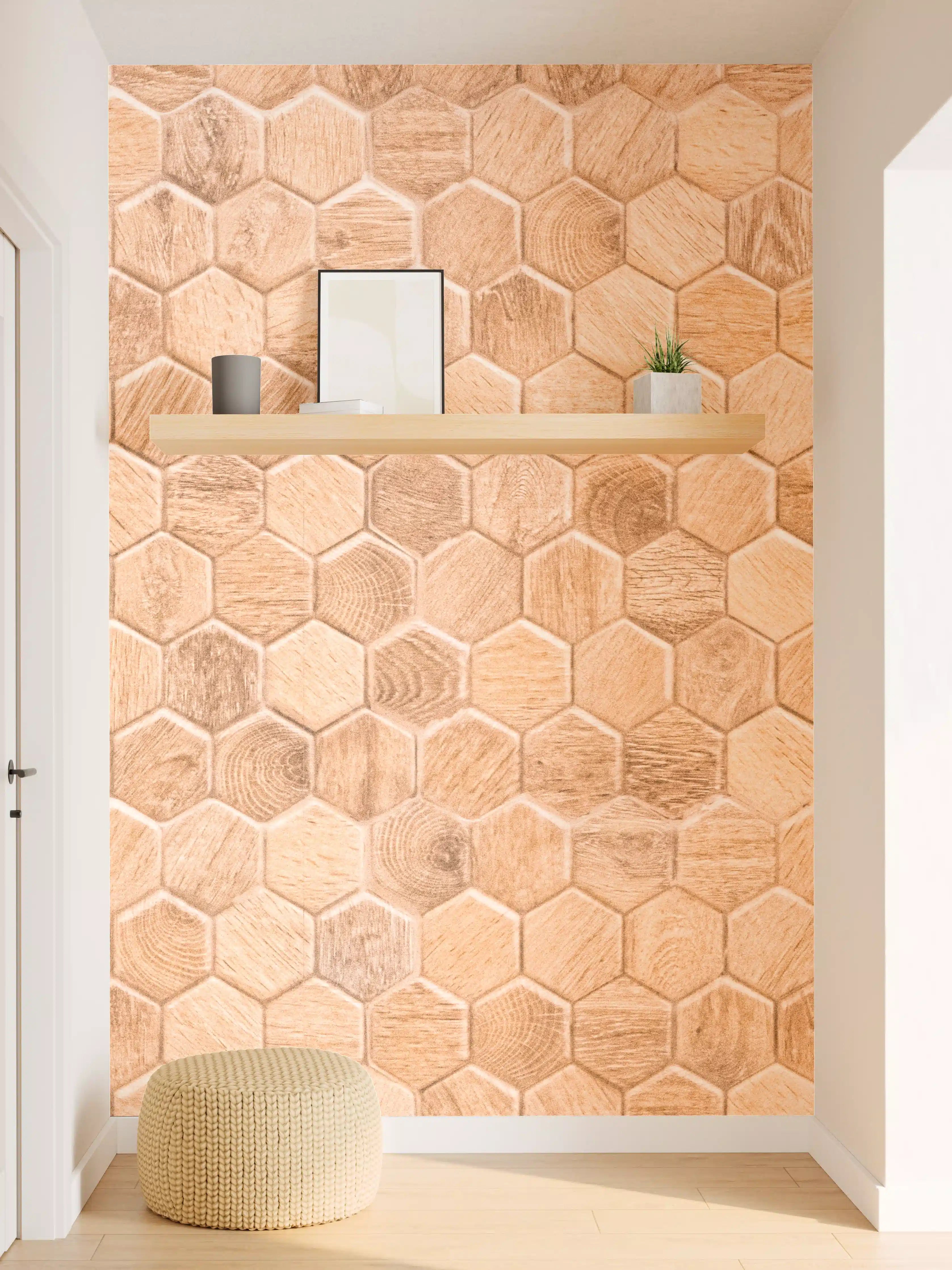 Wandverkleidung Flur - Hexagon Holz Wabenmuster