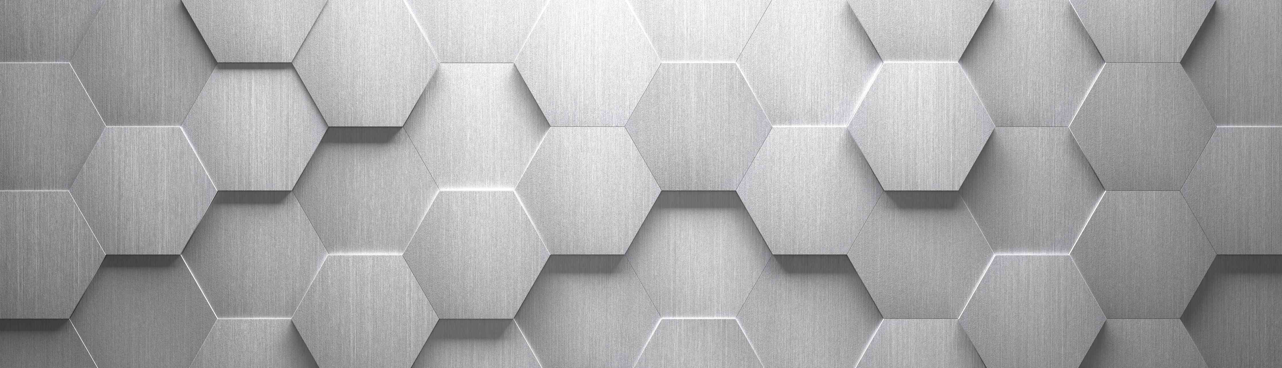 Wandverkleidung Flur-Hexagon Metallstruktur Grau-Weiß