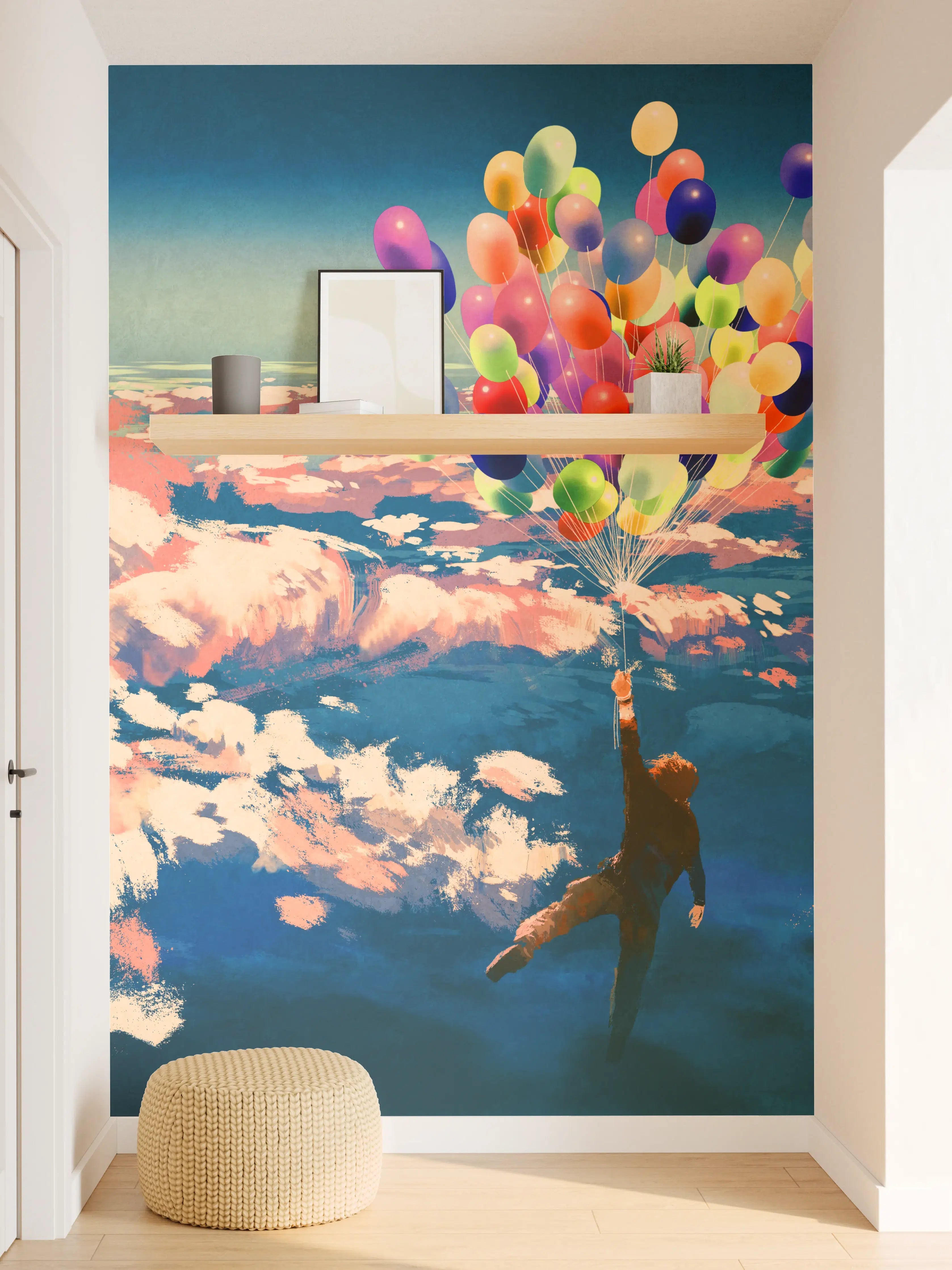 Wandverkleidung Flur - Himmel voller bunter Ballons