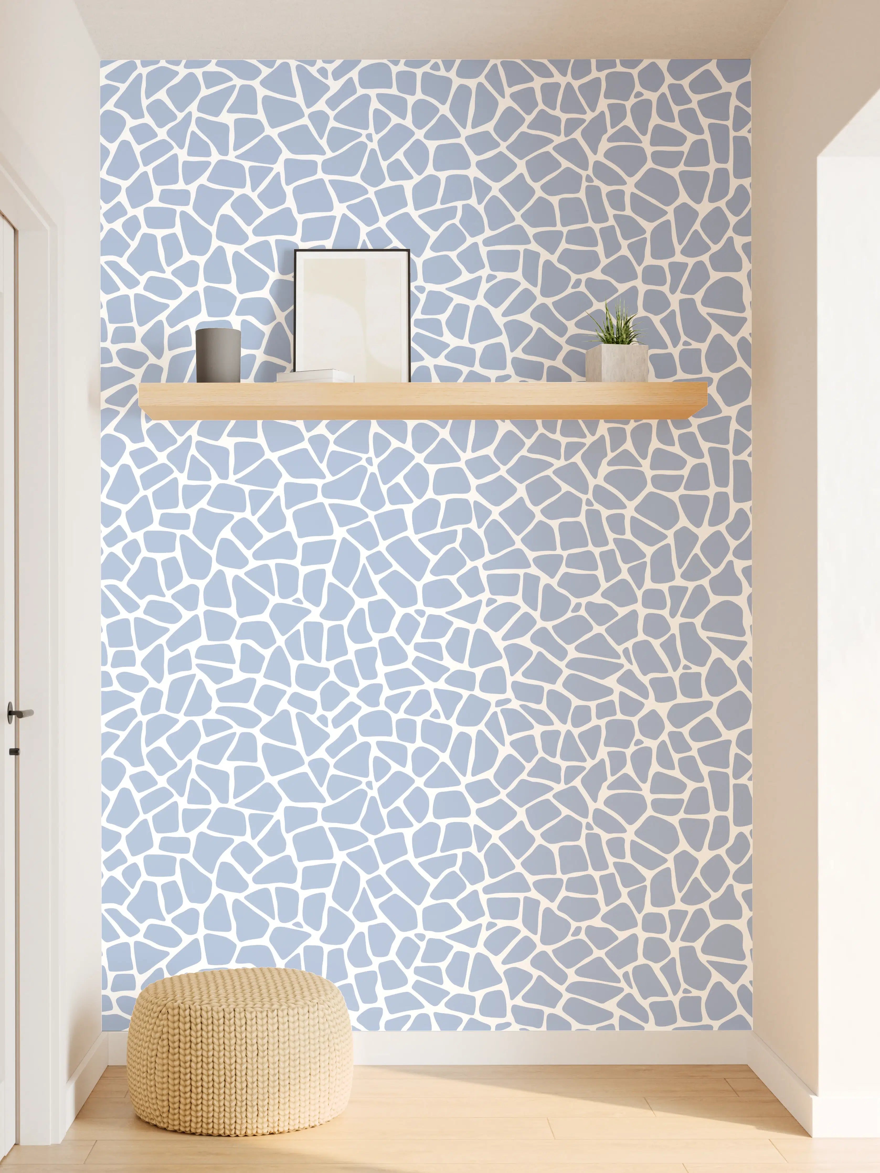 Wandverkleidung Flur - Hintergrund mit mosaikartigem Muster in Blau und Grau