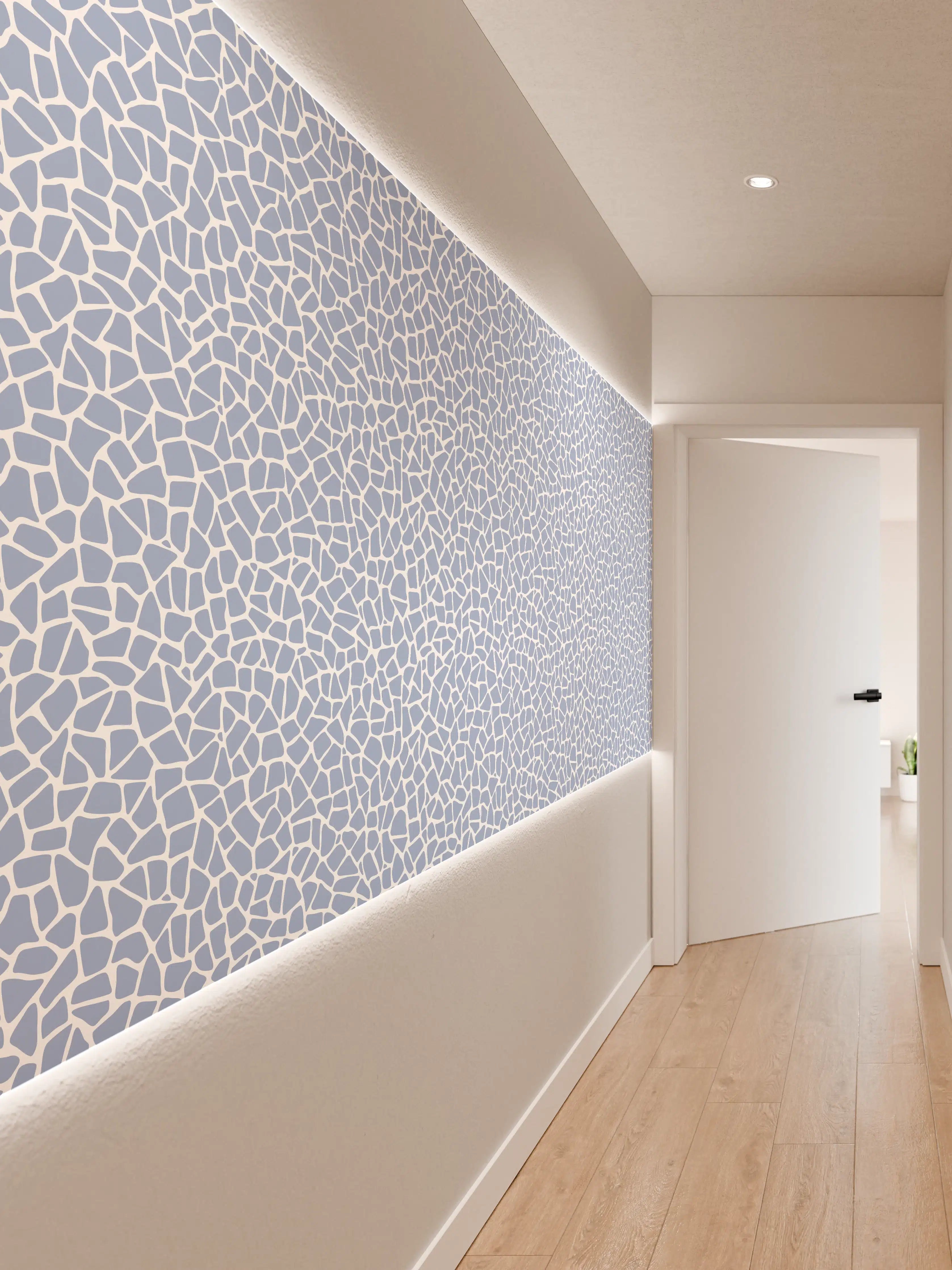 Wandverkleidung Flur - Hintergrund mit mosaikartigem Muster in Blau und Grau