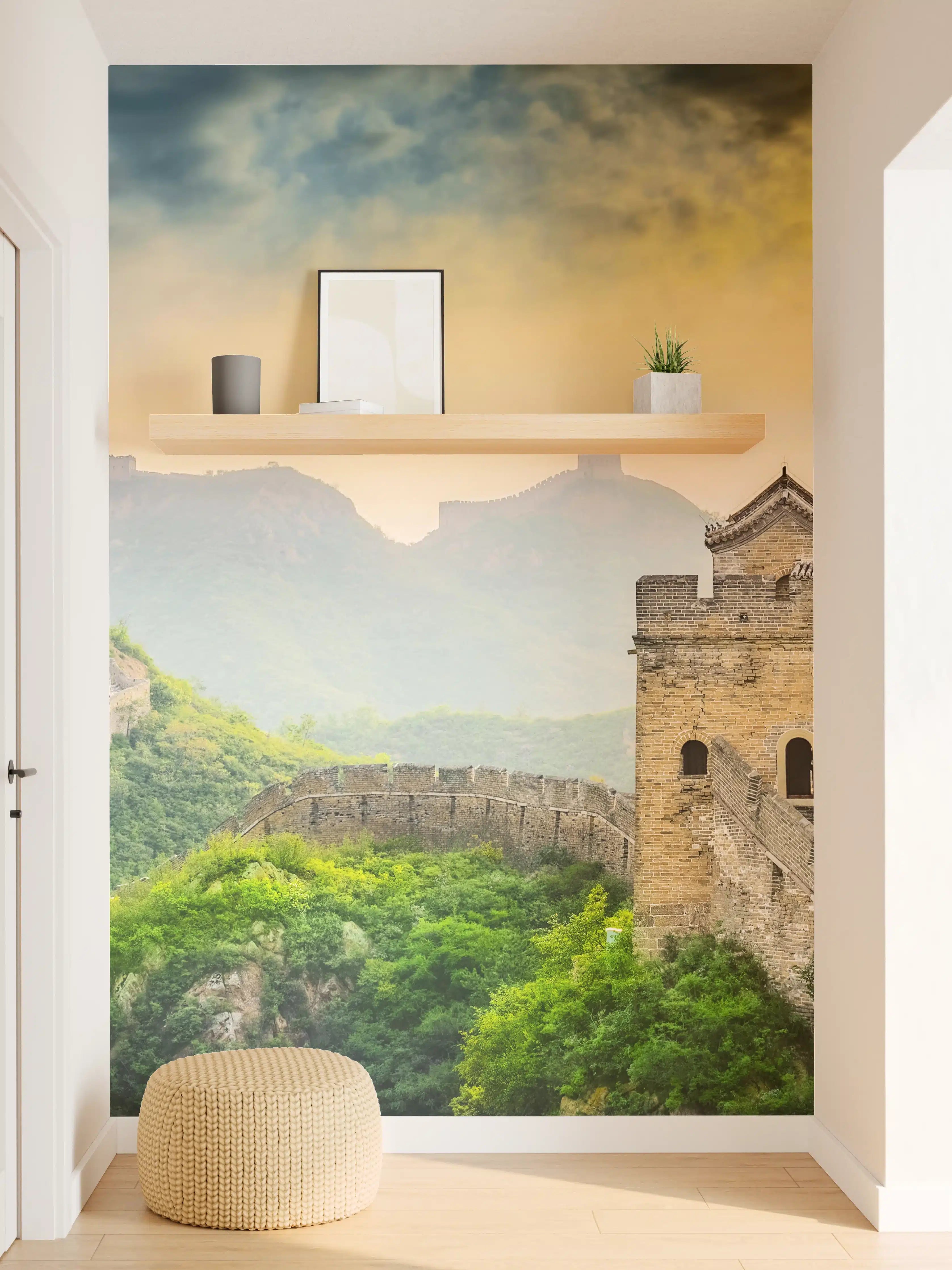 Wandverkleidung Flur - Historische Chinesische Mauer bei Sonnenuntergang