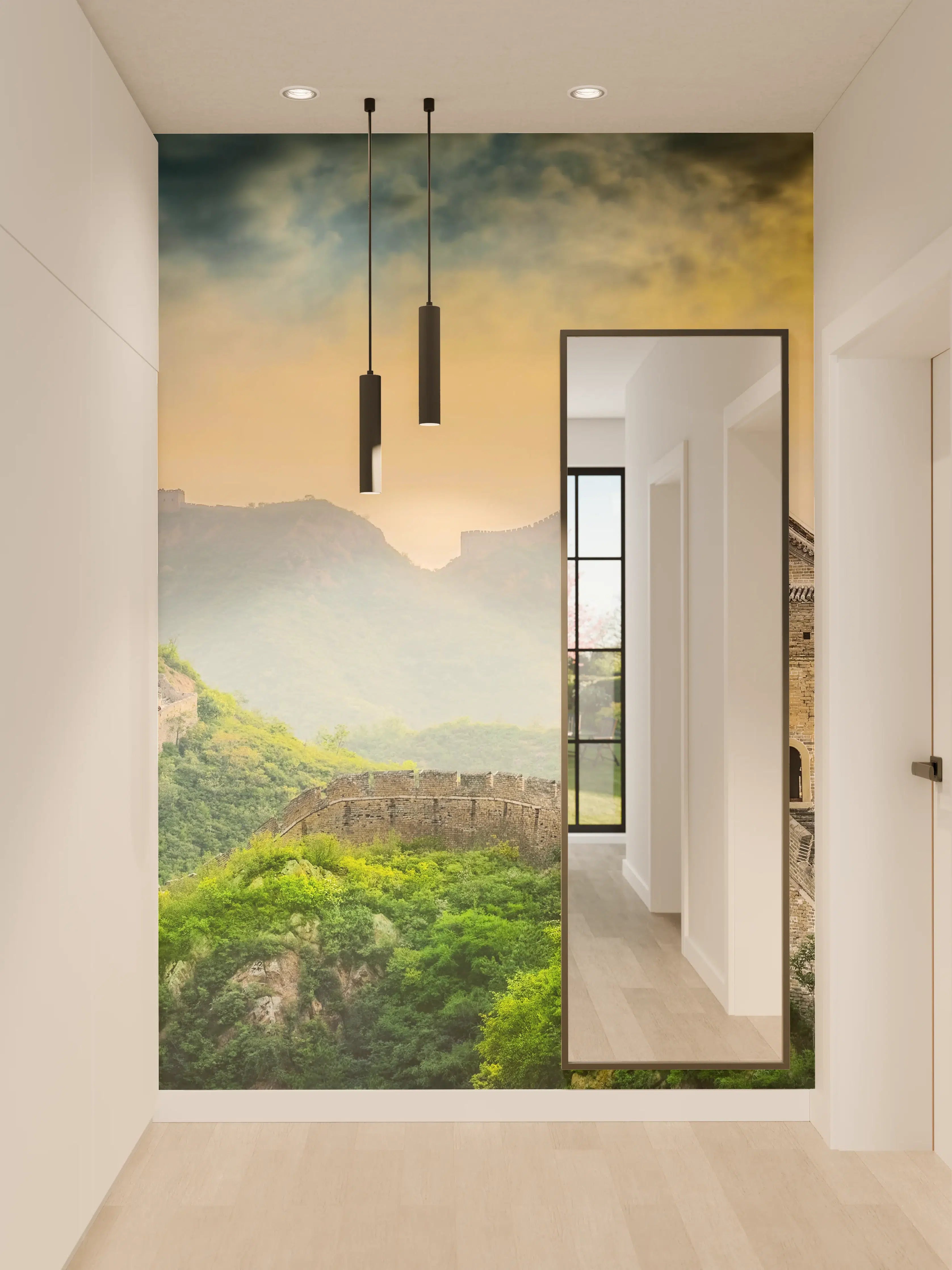 Wandverkleidung Flur - Historische Chinesische Mauer bei Sonnenuntergang