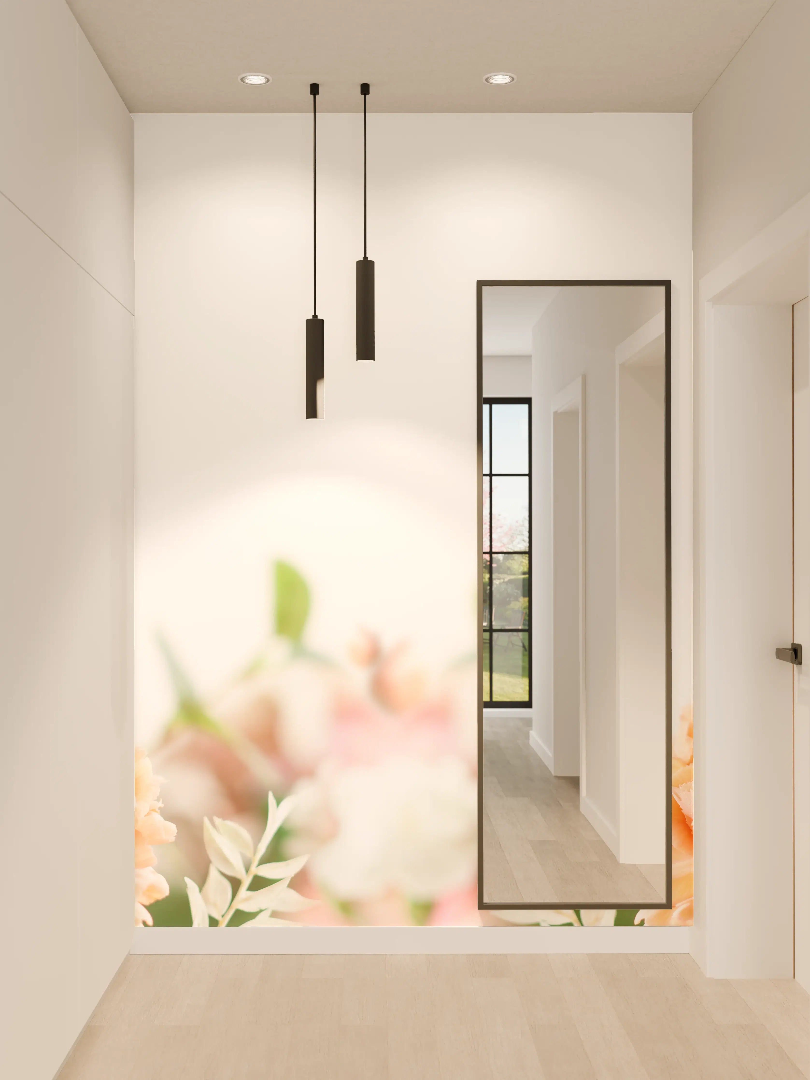 Wandverkleidung Flur - Hochwertige Blumenfotografie für Dekoration