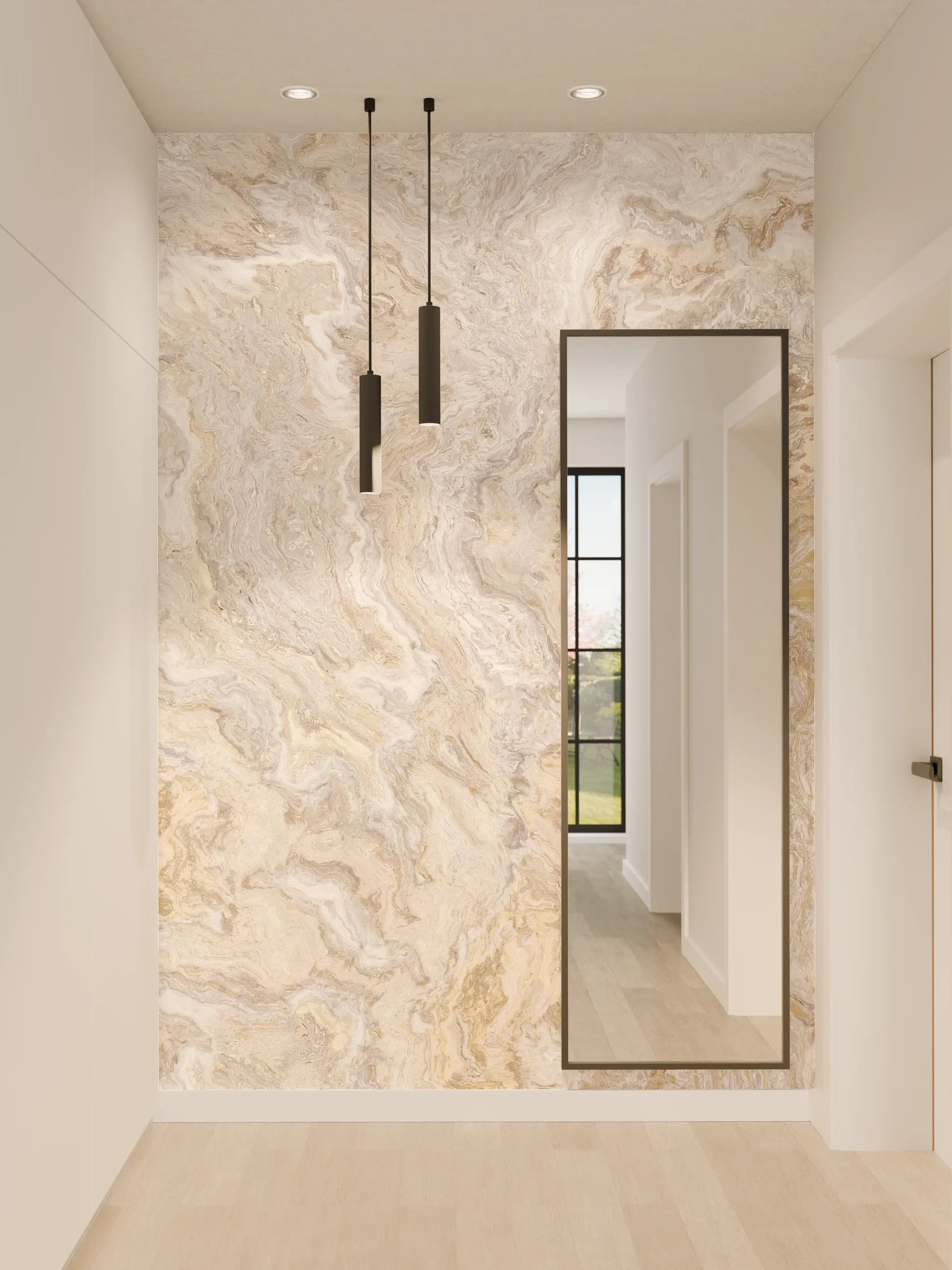 Wandverkleidung Flur - Hochwertige Natursteinoptik in Beige