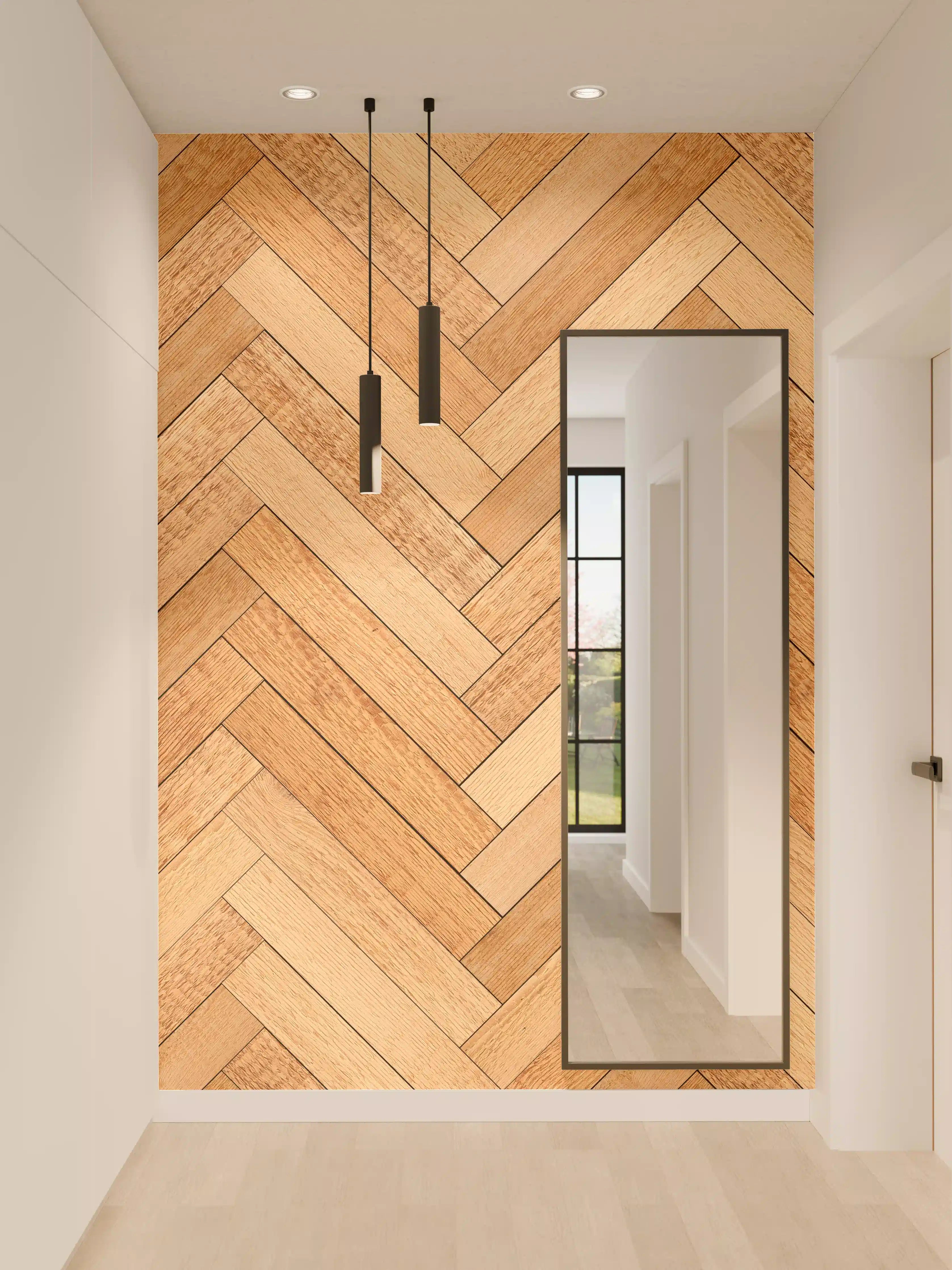 Wandverkleidung Flur - Hochwertiger Holzparkettboden mit eleganter Musterung