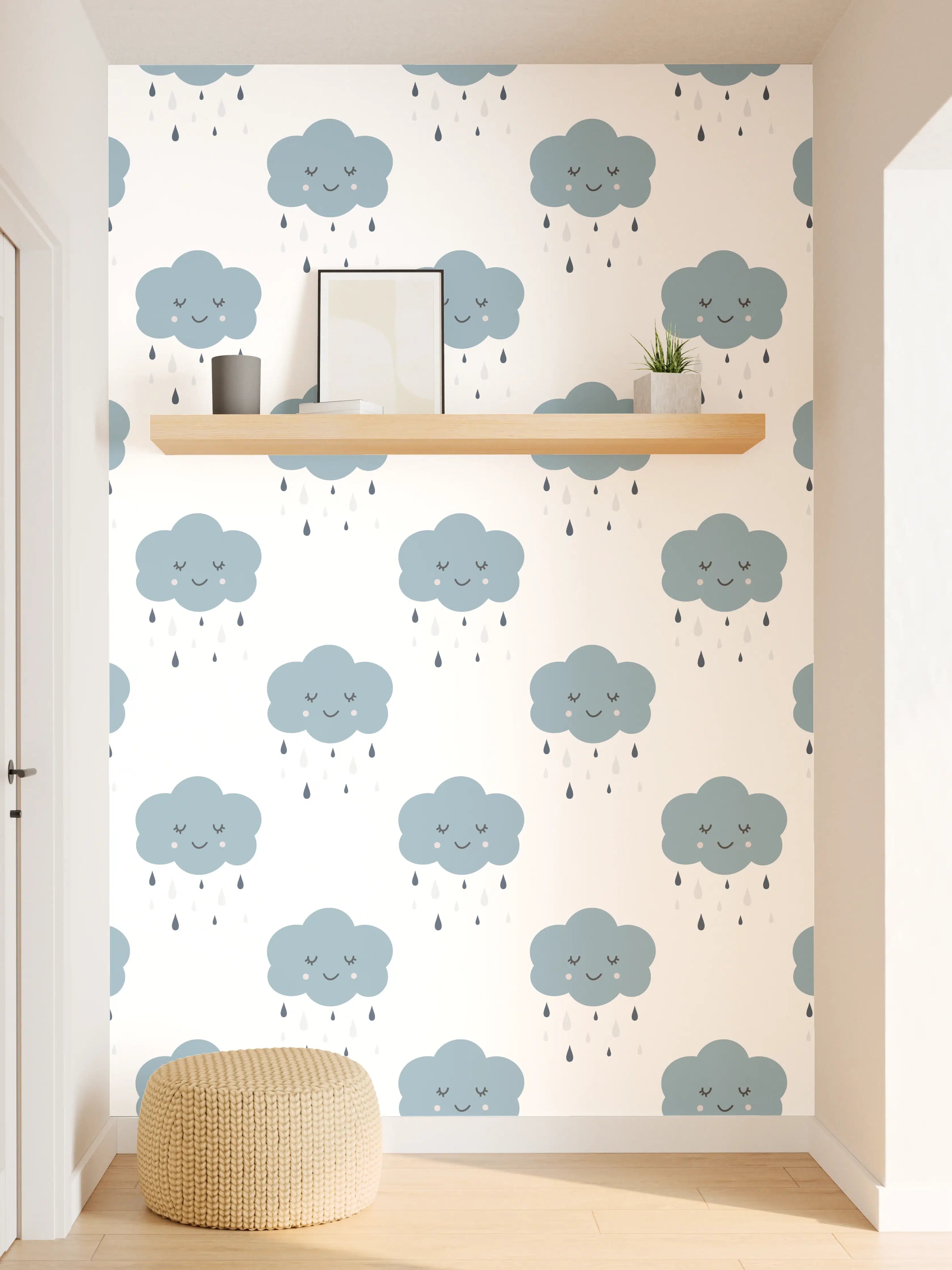 Wandverkleidung Flur - Hochwertiges Baby-Duschvorhang mit niedlichen Wolken
