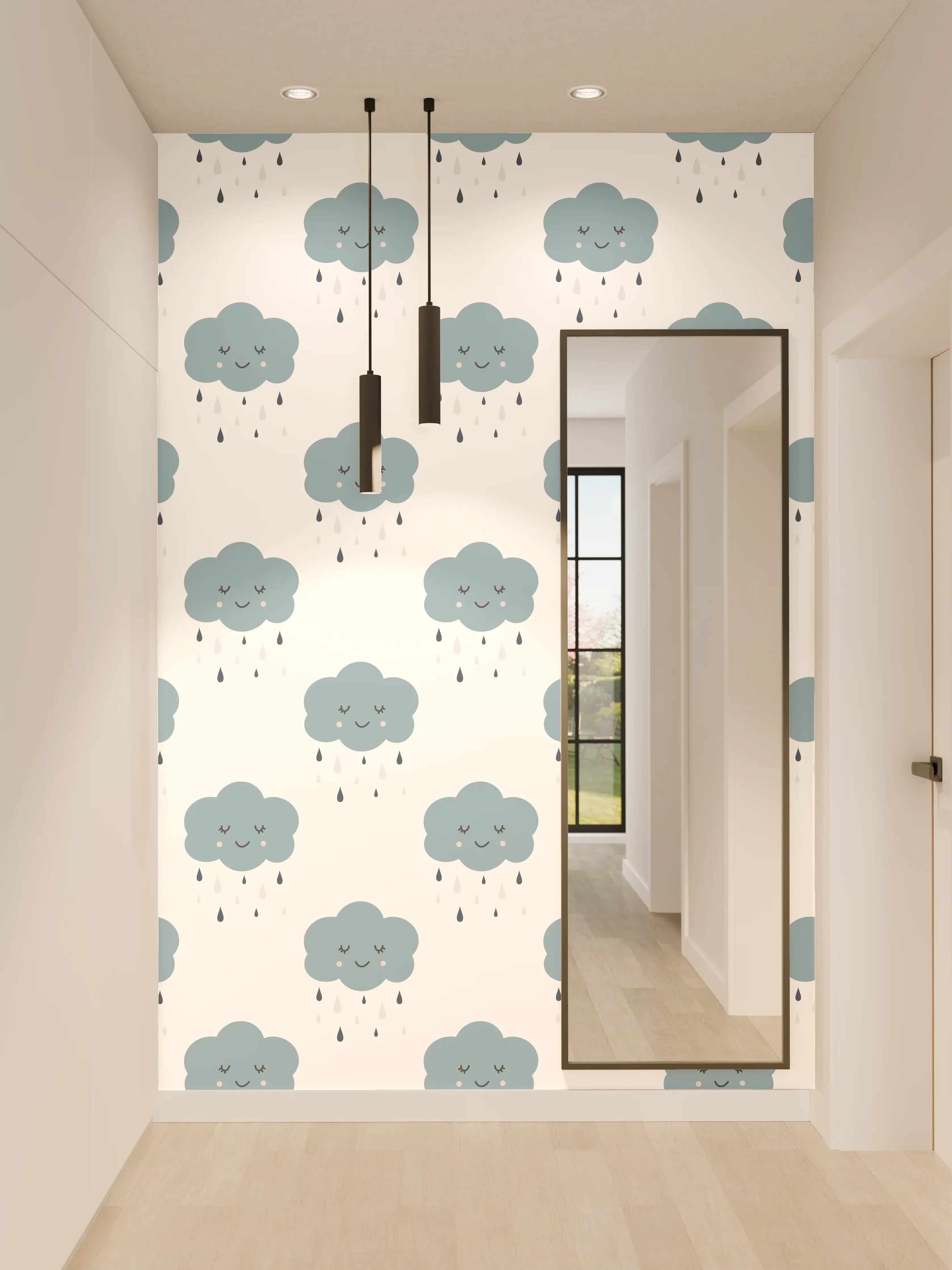 Wandverkleidung Flur - Hochwertiges Baby-Duschvorhang mit niedlichen Wolken