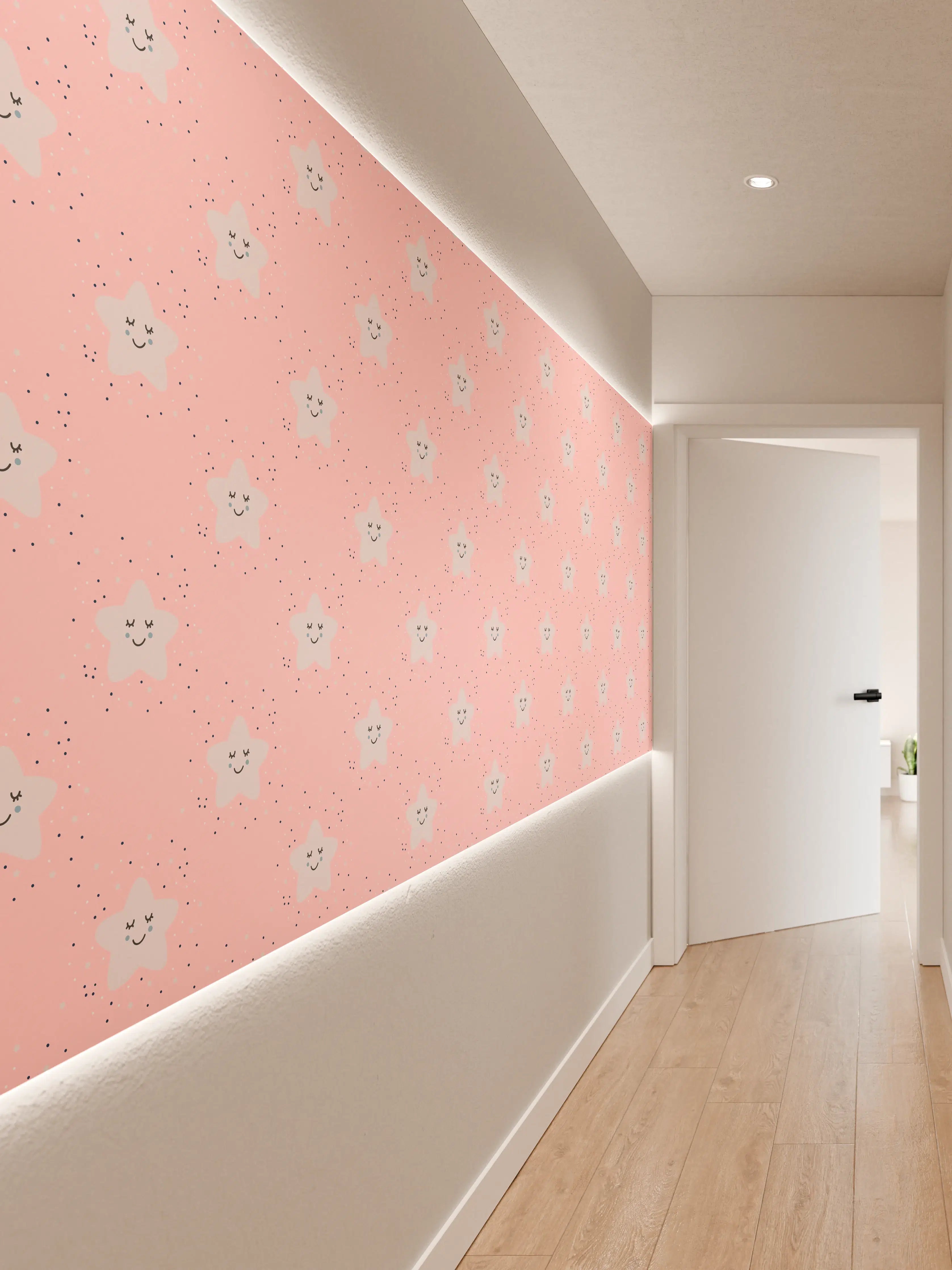 Wandverkleidung Flur - Hochwertiges, zartes Rosa mit dezenten Mustern