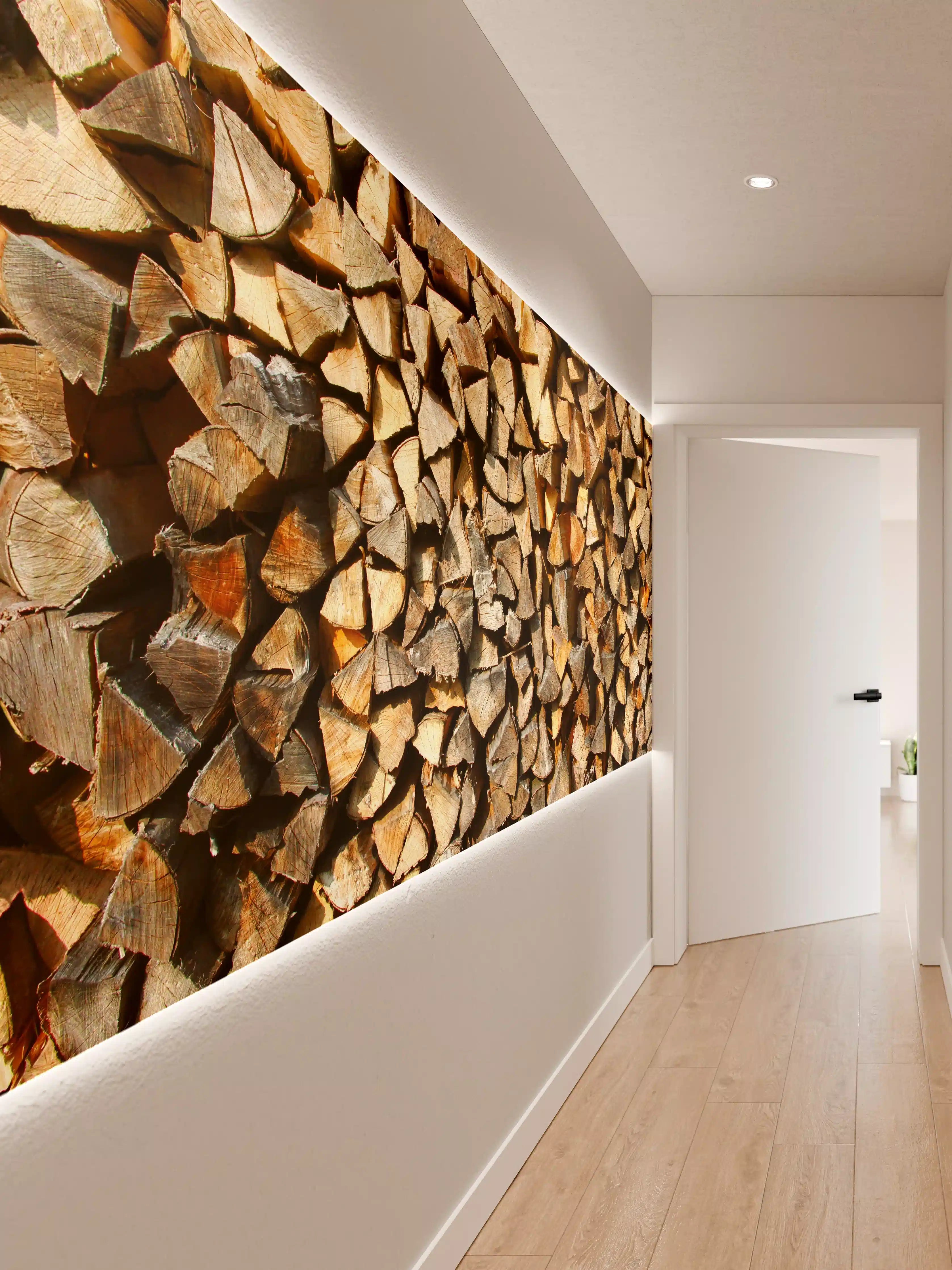 Wandverkleidung Flur - Holzstämme