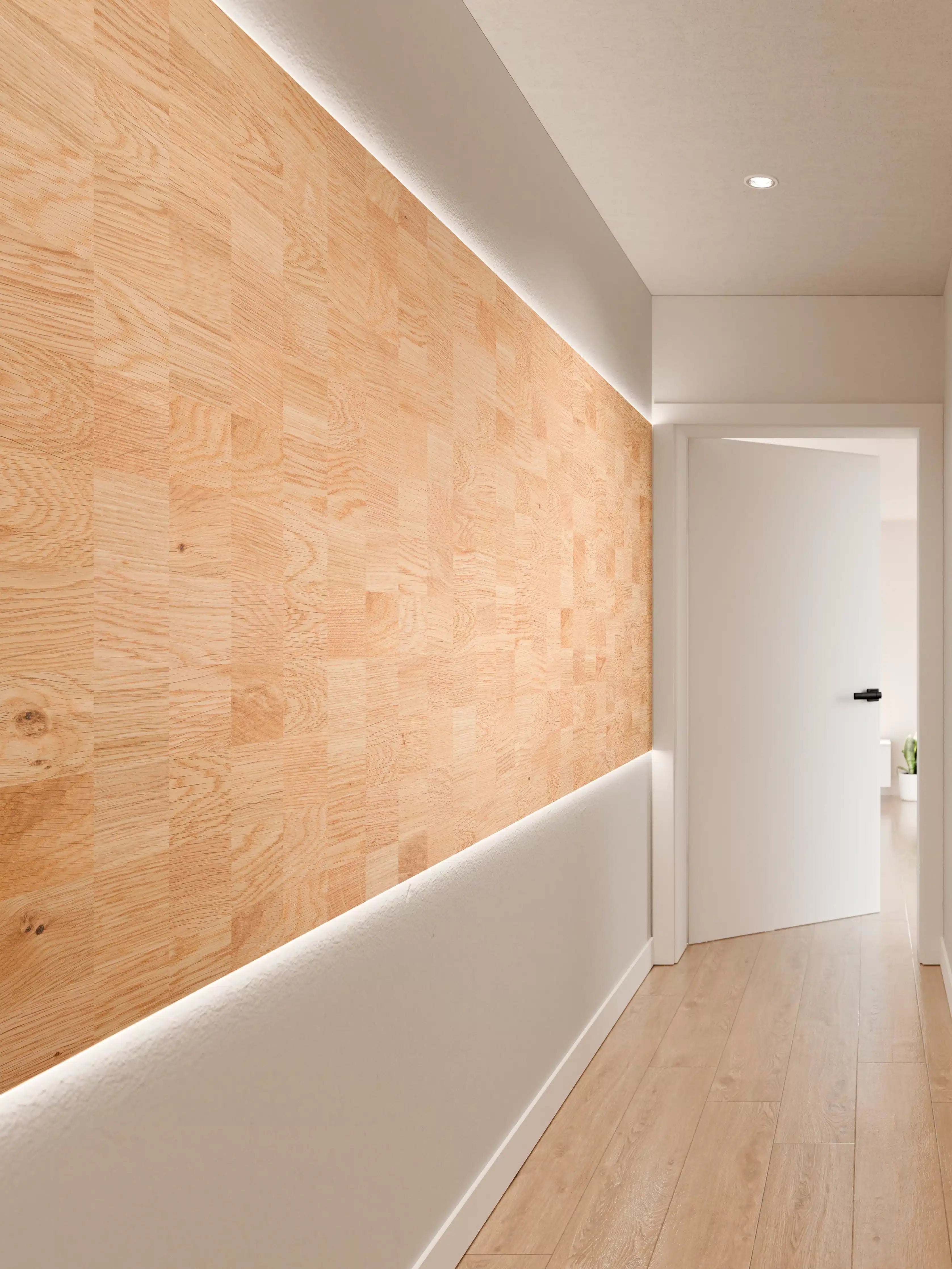 Wandverkleidung Flur - Holztextur aus Eschenholz