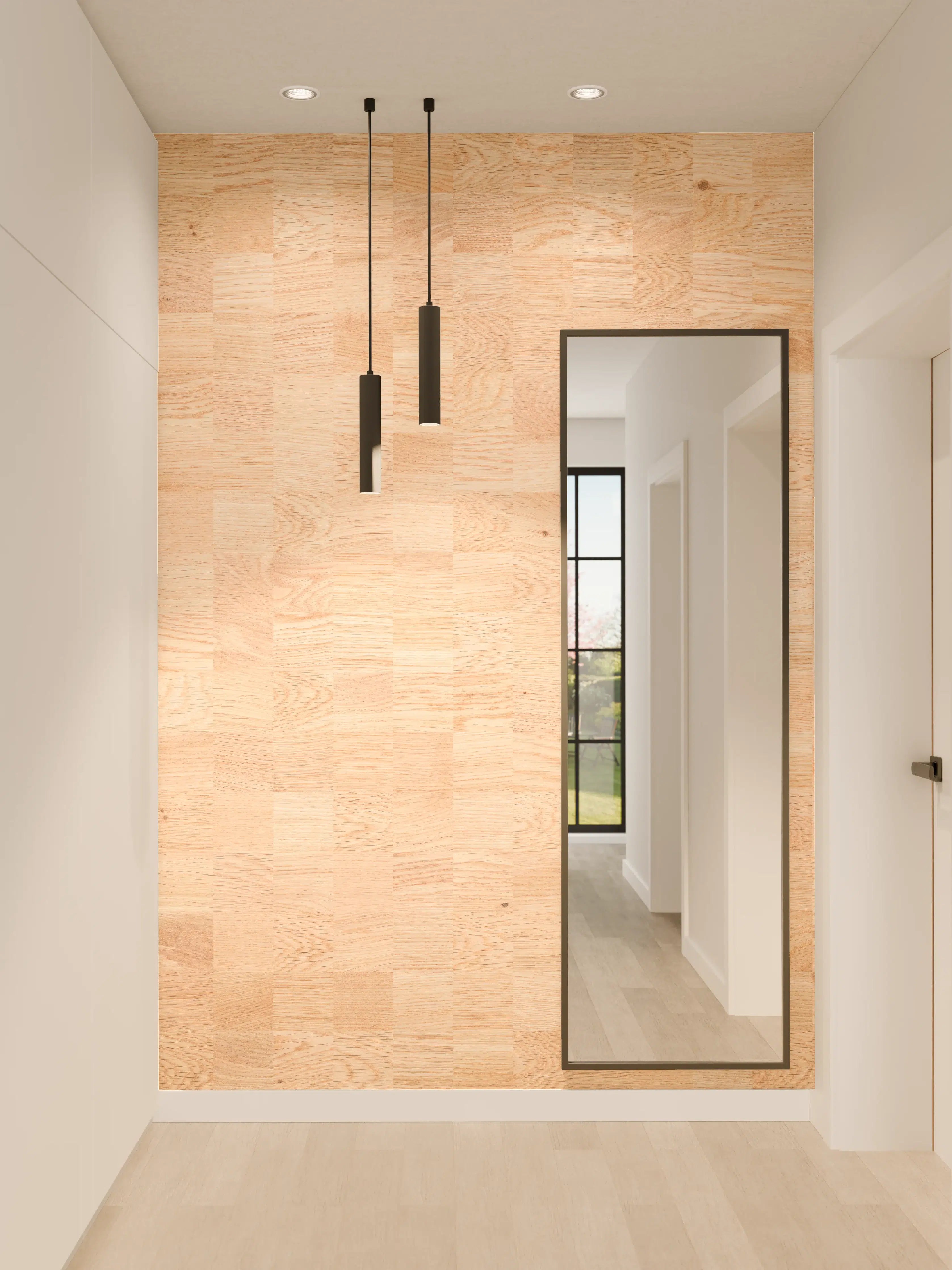 Wandverkleidung Flur - Holztextur aus Eschenholz