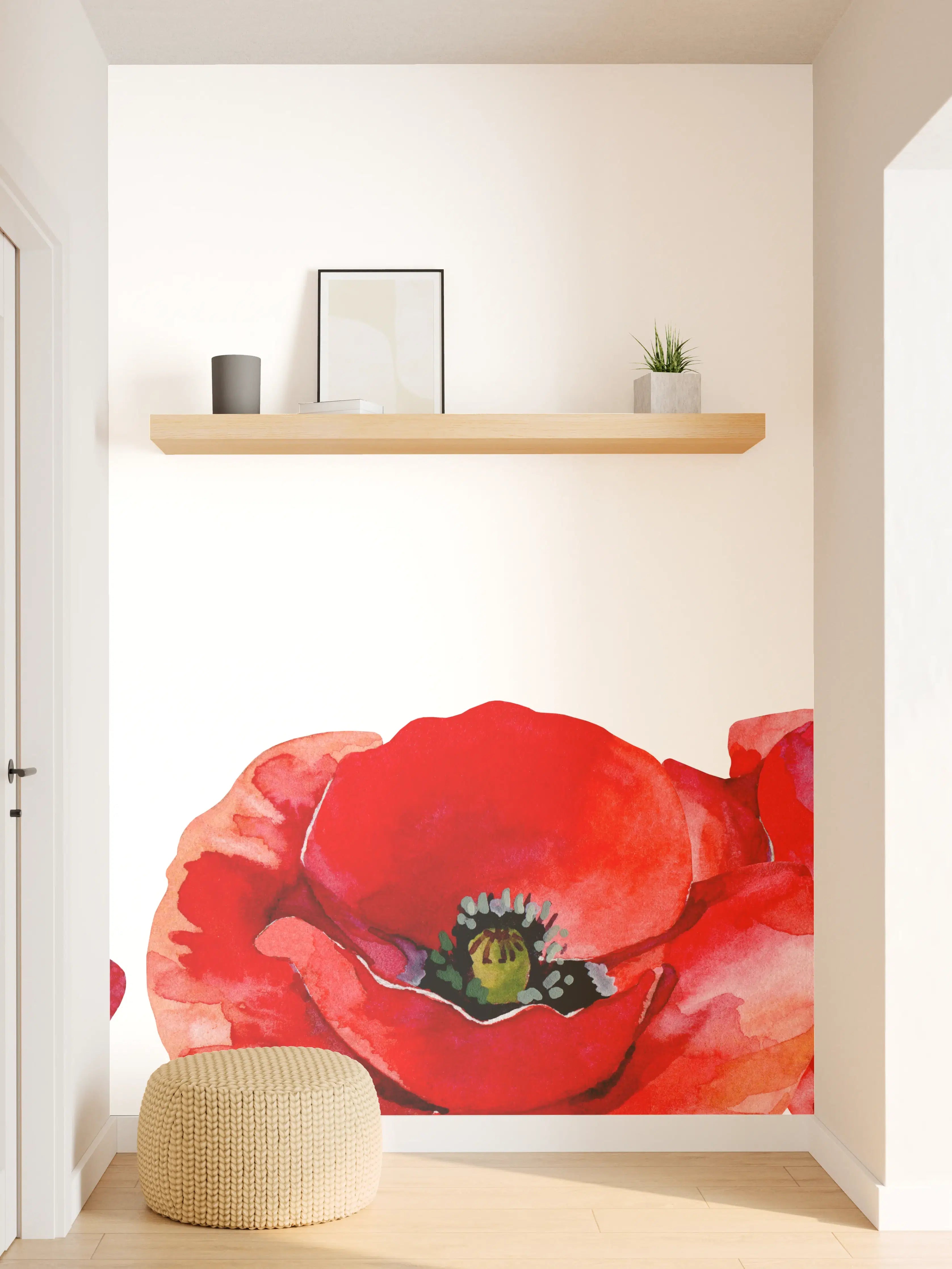 Wandverkleidung Flur - Horizontale scharlachroten Mohnblumen